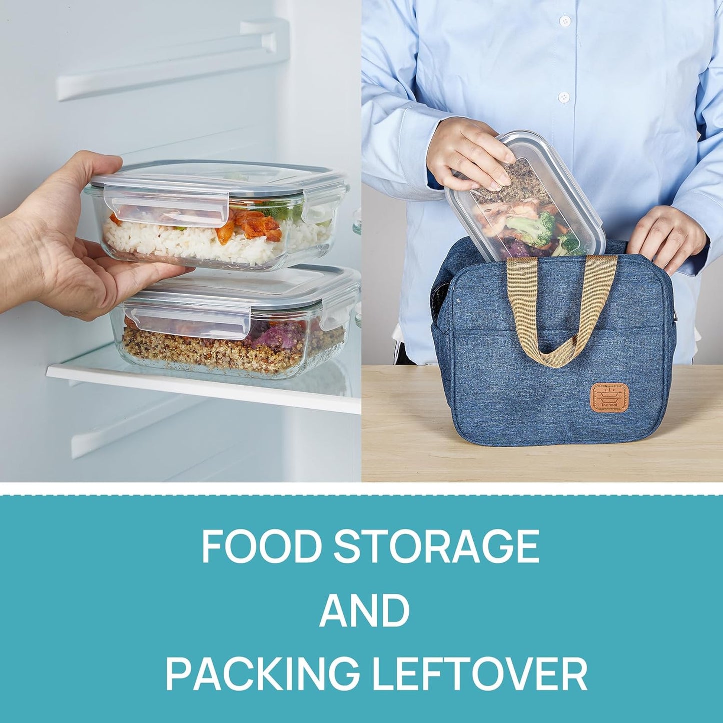 Vtopmart 5Pack 22oz Glass Storage Containers with Lids, Glass Meal Prep Food Container Sets with Snap Airtight Lids for Microwave, Oven, Freezer and Dishwasher