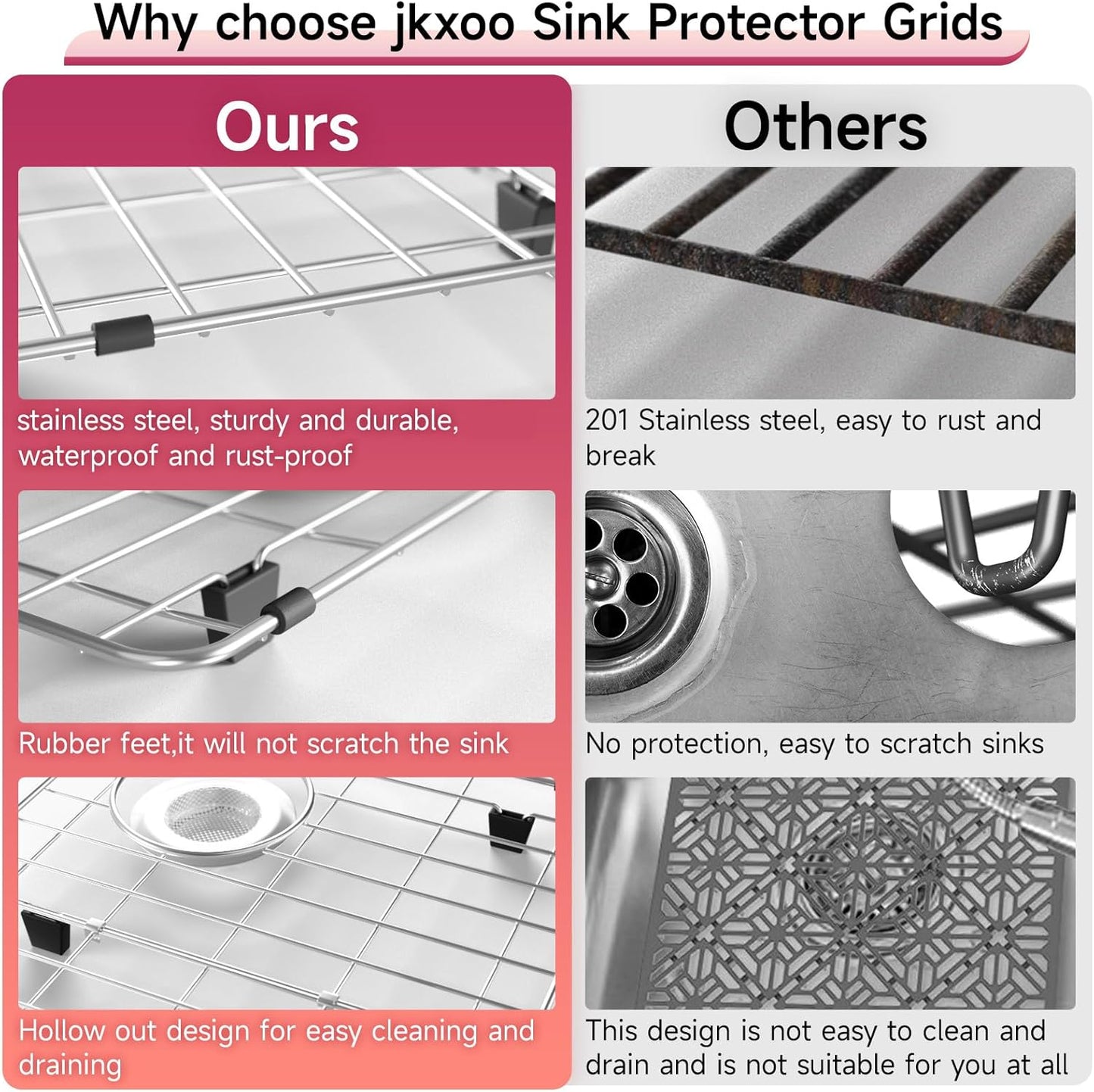 28-1/4" x 14-1/4" x 1-1/4" Stainless Steel Sink Rack for Bottom of Sink, Metal Sink Protectors For Kitchen Sink, Sink Grid, Sink Bottom Grid with Side Drain, Kitchen Sink Grid with Sink Strainer