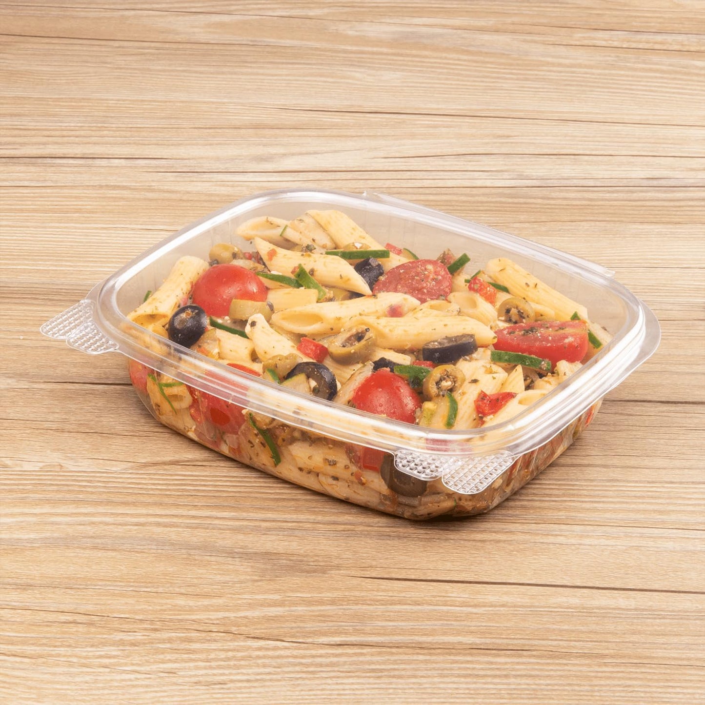 Karat 24oz - 200 ct PET Clamshell Square Deli Containers - For Pasta Salads, Fruit, Deli Sides, and Home Meal Prep - Clear Plastic Food Containers I 7.26"x6.2"x2.05"
