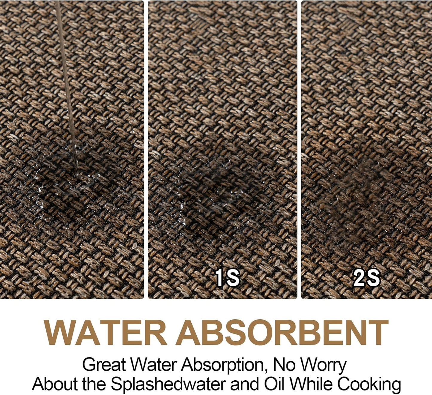 Kitchen Mat 1 PCS, Cushioned Non Slip Rugs for Kitchen Floor, Absorbent Runner Comfort Standing Mats Washable for Kitchen, Office, Home (Brown, 17.3"x95")