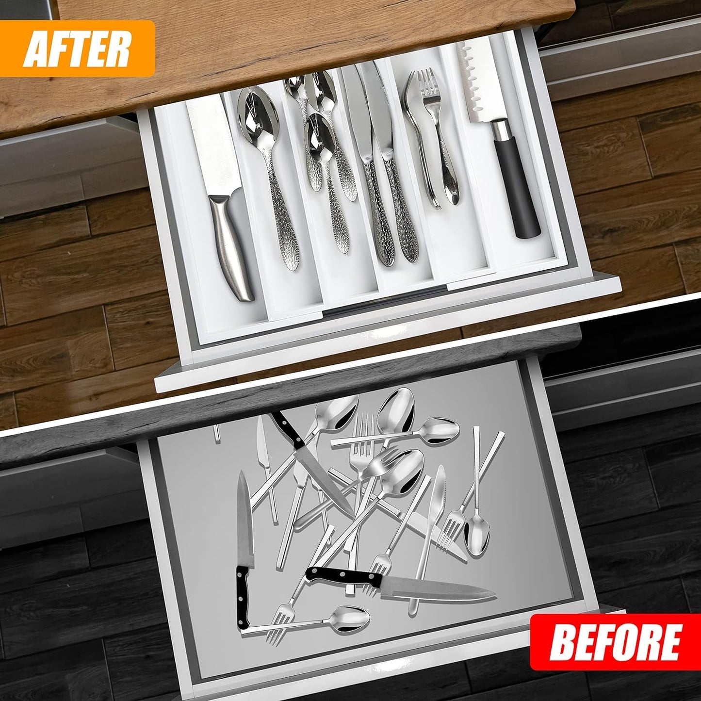 Kitchen Silverware Drawer Organizer and Storage Utensilios De Cocina Modernos Soporte Para Cucharas Trastes De Cocina Organizadores Platos Para Gabinetes Cajones Decoración Organizador Para Utensilios