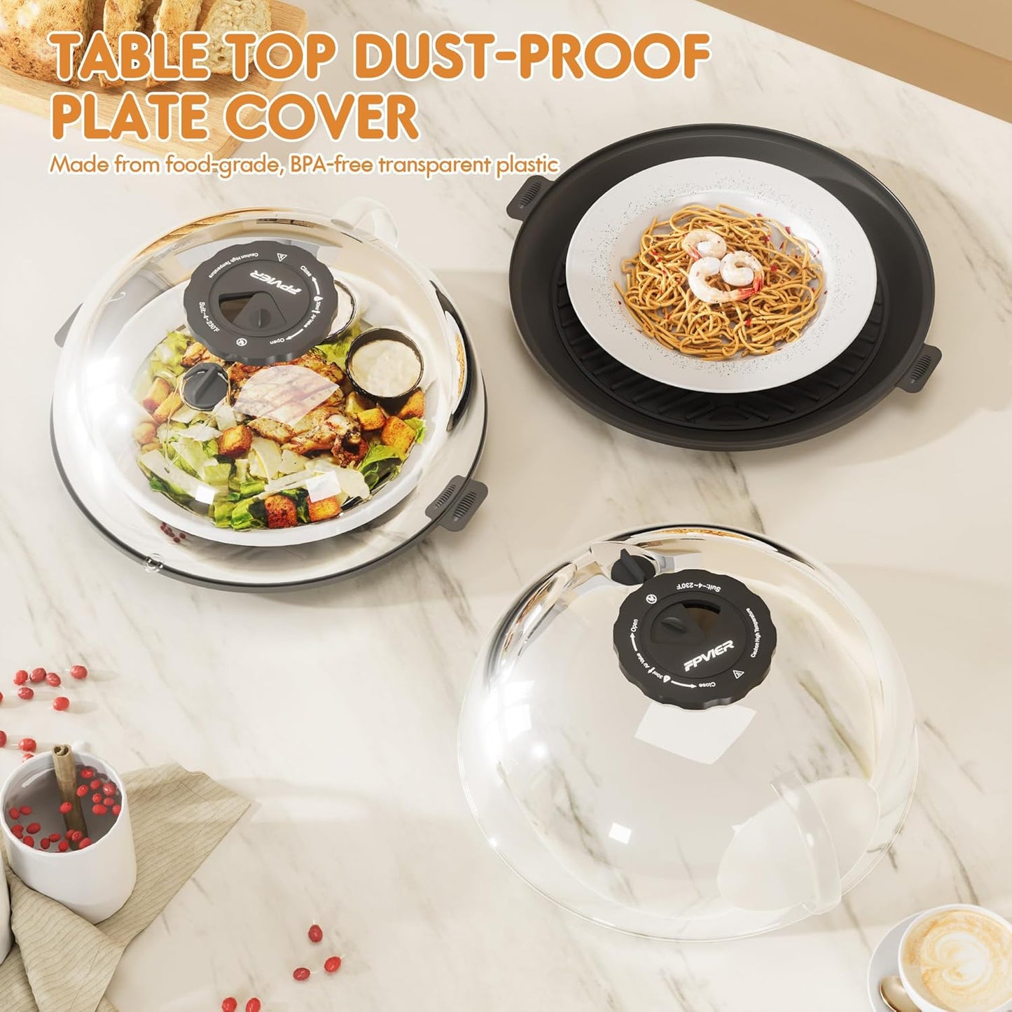 Microwave Splatter Cover for Food, Plastic Microwave Cover with Water Steamer and Integrated Handle, 10 Inch Splatter Guard Lid with Plate, Kitchen Gadgets & Accessories (Gray, 10 inch)