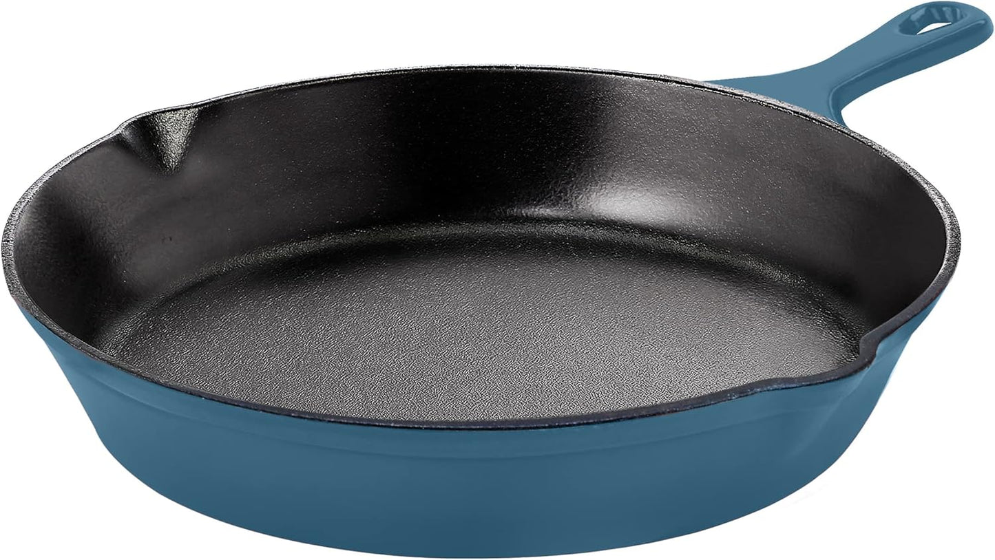 Utopia Kitchen Cast Iron Frying Pan 8 Inch, Cast Iron Chefs Pan, Pre Seasoned Skillet, Safe Grill Cookware for Indoor & Outdoor Use, Teal