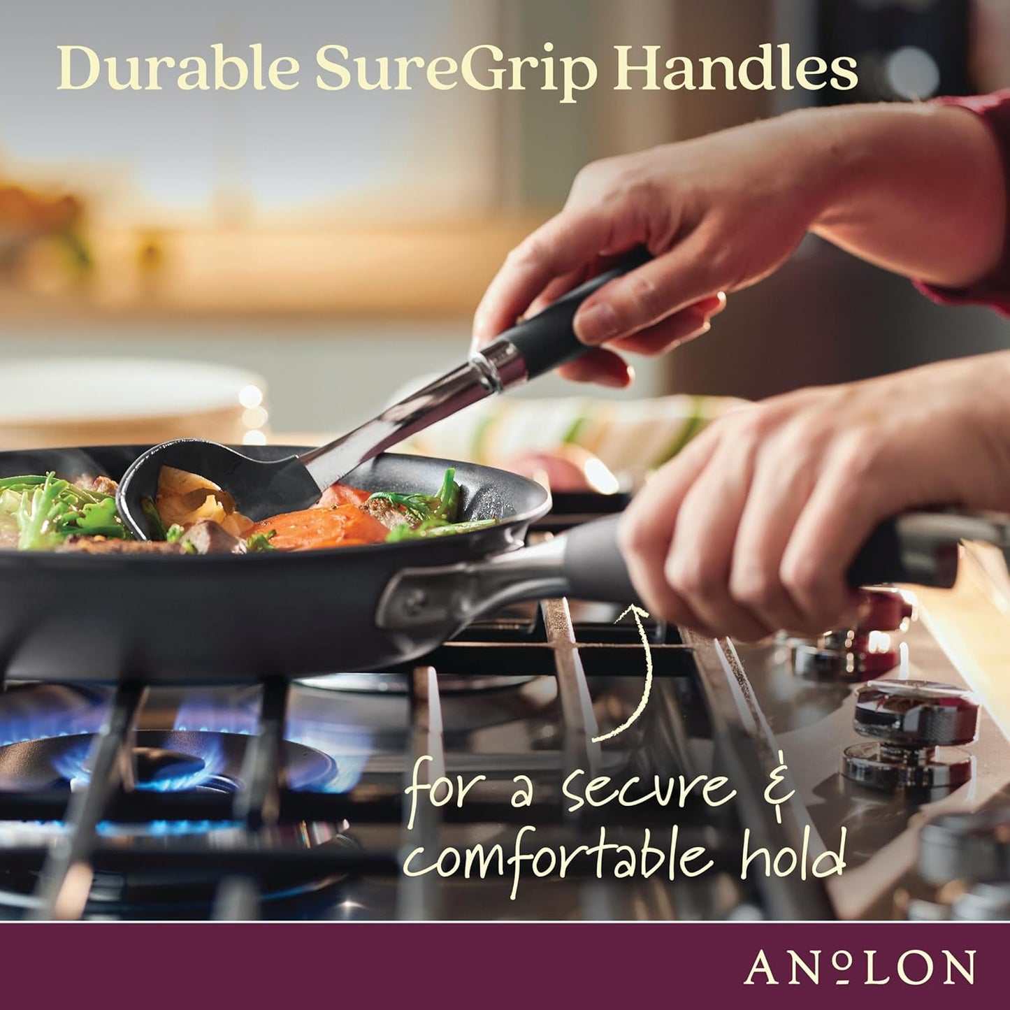 Anolon Advanced Home Hard Anodized Nonstick Skillet, 10.25 Inch – 10 Inch Fry Pan, Non Stick Saute Pan, Durable Cooking Skillet - Moonstone