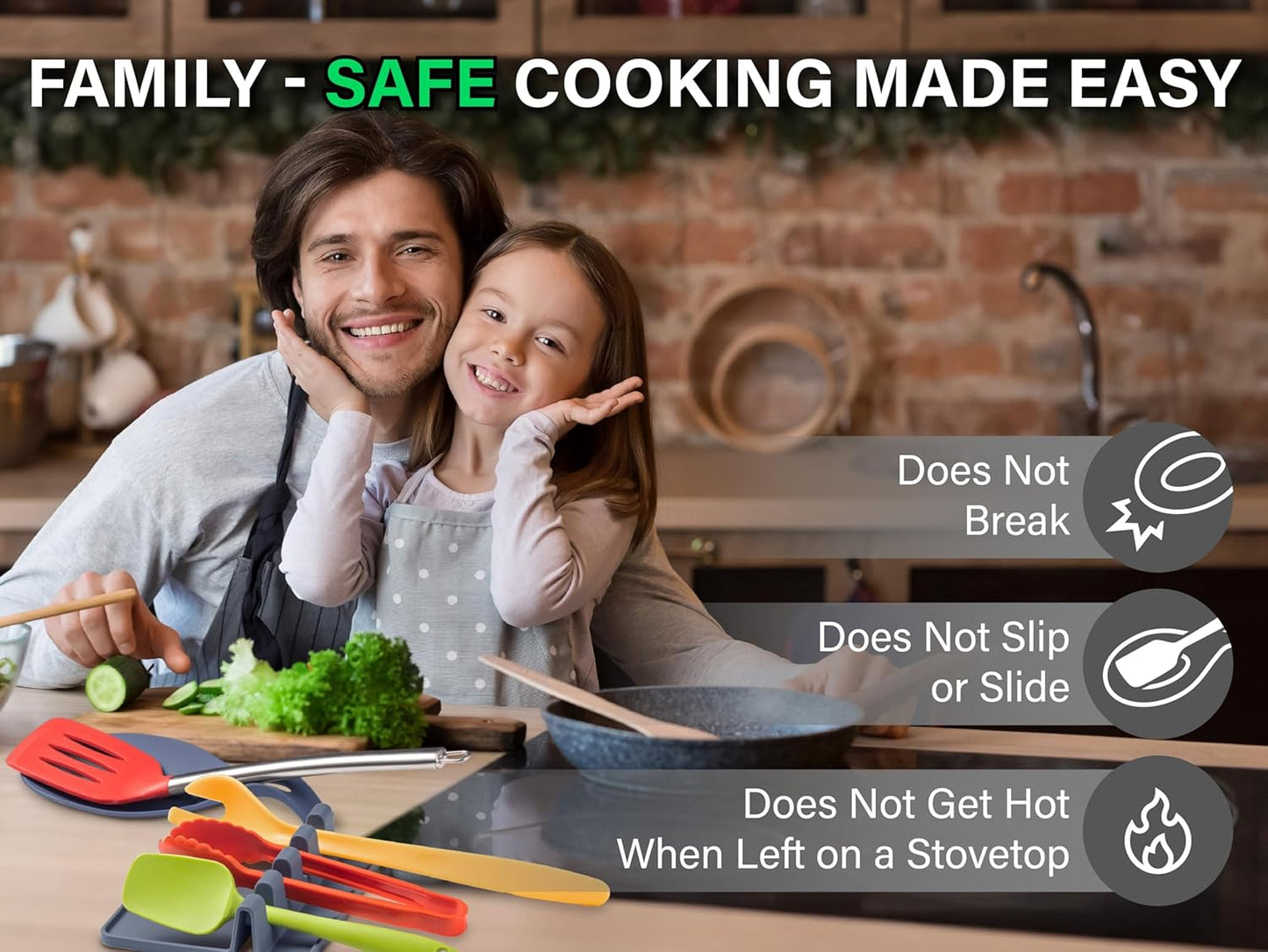 Silicone Spoon Rest for Stove Top, 2 STYLES - HEAT RESISTANT, EASY TO CLEAN Kitchen Spoon Rest for Kitchen Counter, Holds XL Utensils, Safe on GLASS & INDUCTION Cooktops, DOESN’T BREAK if Dropped