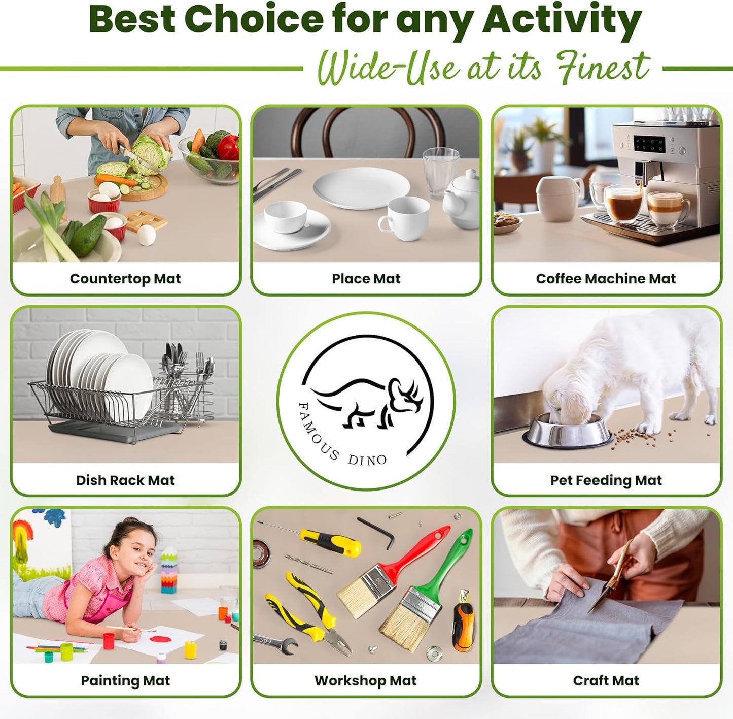 Large Silicone Mat 28" x 20" Multipurpose Mat Thick Heat Resistant, Kitchen Counter Mat Waterproof - Coffee Machine, Glass Top Stove Cover Countertop Protector for Air Fryer, Baking mat (Beige)