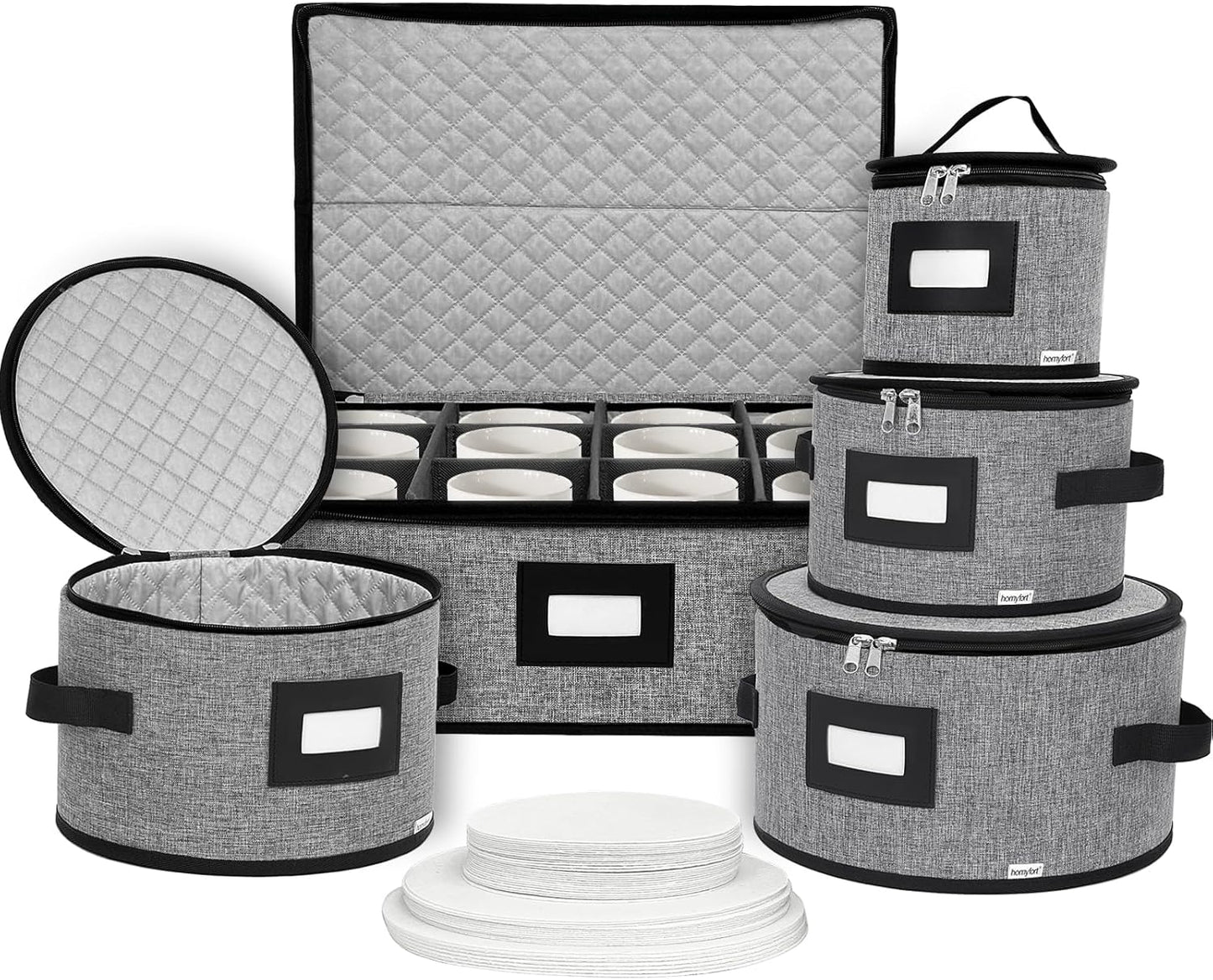 homyfort China Storage Containers, Hard Shell for Plates, Moving Boxes for Dishes, Cups, Mugs, Tableware Moving Supplies for Kitchen Organization- 5-Piece Set (5-piece set)