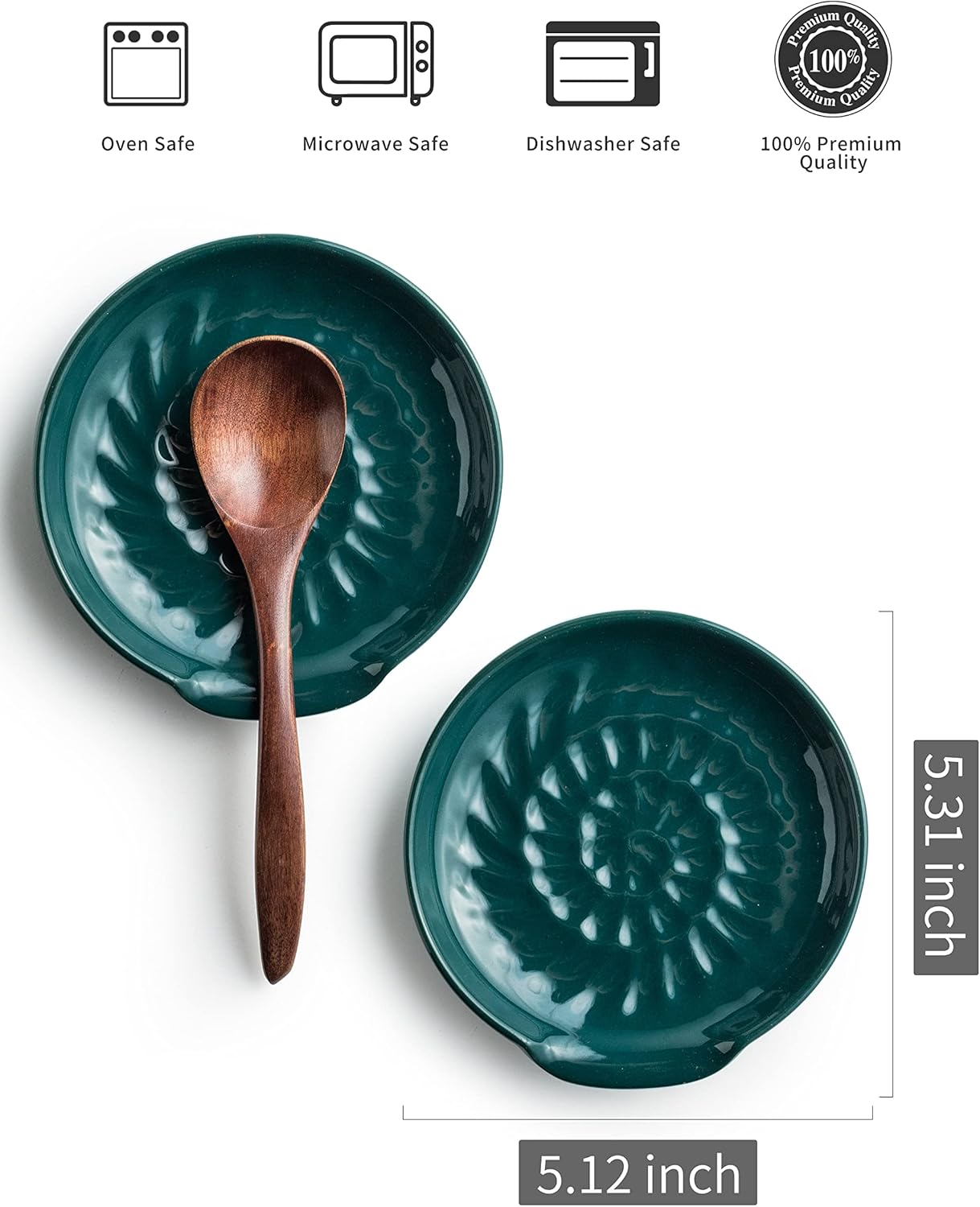 Spoon Holder for Stove Top, Cooking Spoon Rest for Multiple Utensils, Large Utensil Rest Ceramic Spatula Holder, Modern Farmhouse Kitchen Decor, Drak Green