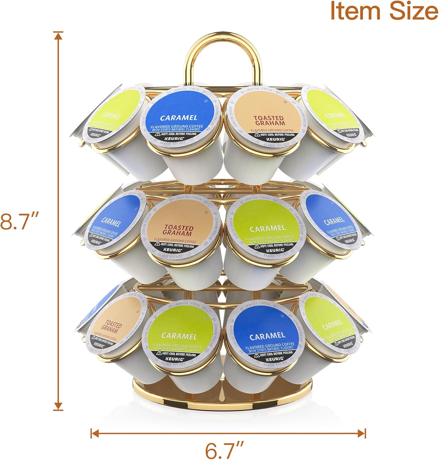 Coffee Pod Storage Organizer for K-Cup Pods, K Cup Holder,K Cup Carousel, Home Office Kitchen Counter Coffee Station Organizer (27 Pods Capacity-Gold)