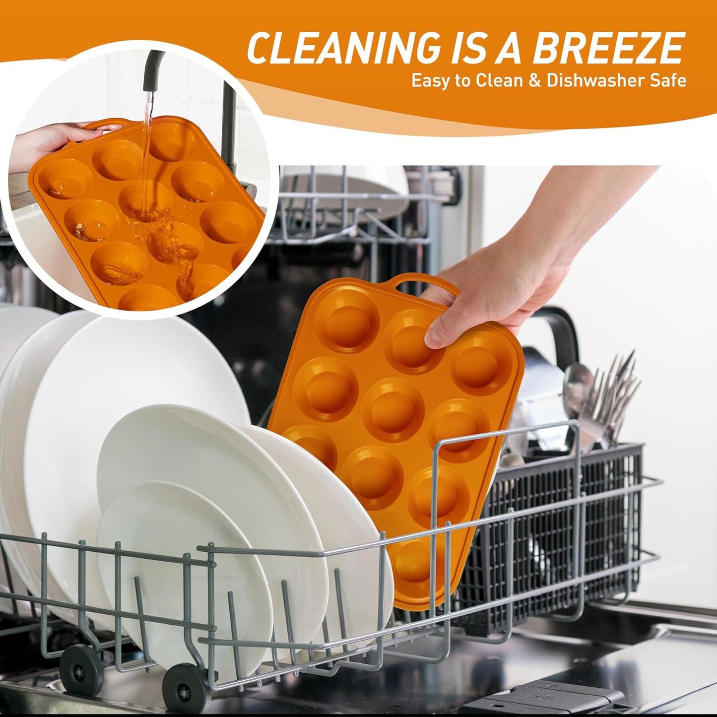 2 Packs 12 Cups Silicone Muffin Pan with Metal Reinforced Frame Regular Size Cupcake Pan Tray Egg Bites Silicone Cookie Molds Muffin Tin Tart Pans Baking Set for Easter Christmas holiday Cookie