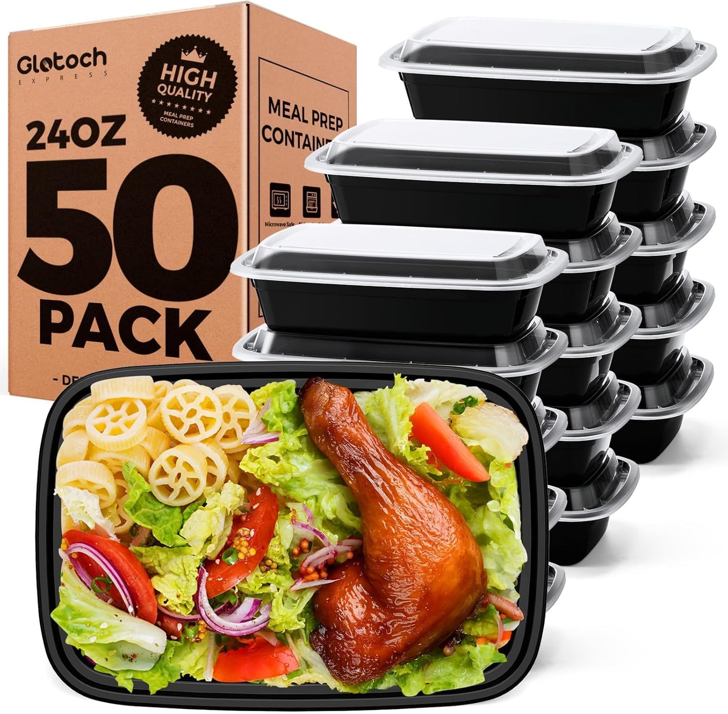 24oz [1 Pallet-8350 Pack] Meal Prep Containers Reusable with Lids, Food Storage Containers Microwave,Freezer,Dishwasher Safe, Leakproof & BPA Free Durable Plastic Bento Box To Go Take Out