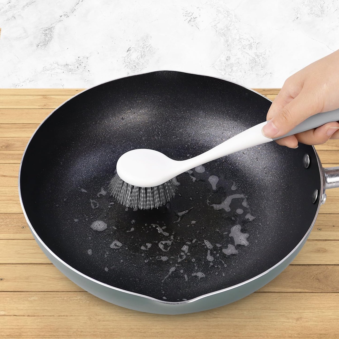 2 Pack Kitchen Scrub Brushes for Cleaning Dish Brush with Handle for Pans, Pots, Kitchen Sink Cleaning Scrub Brushes (PP Plastic)