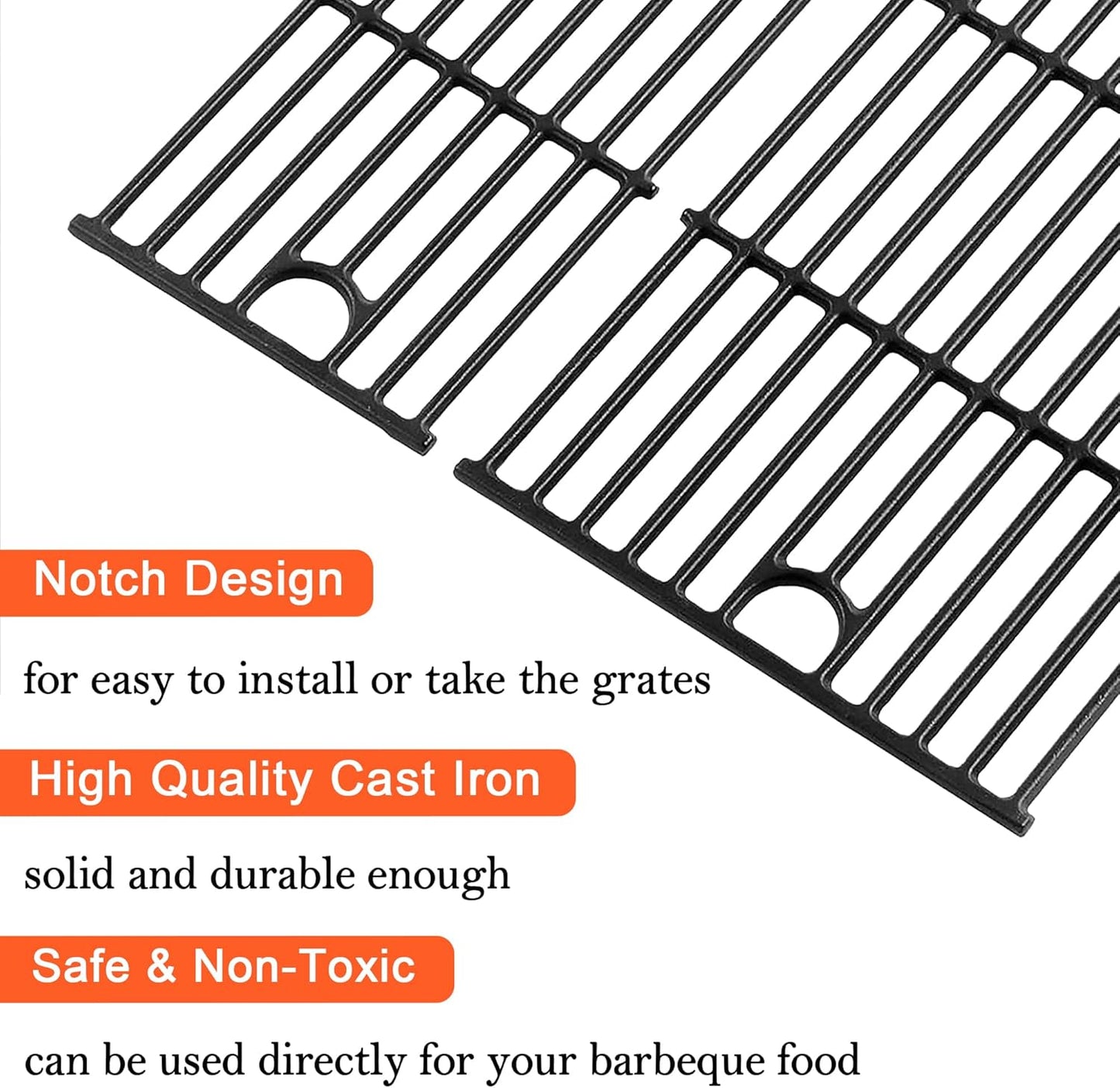 17" Grill Grates for Charbroil Performance 2 Burner 463630021 463660421 463655021 463630422 463655421, Cooking Grids for Charbroil Grills, Replacement Parts for G426-0004-W1 G426-0005-W1, Cast Iron