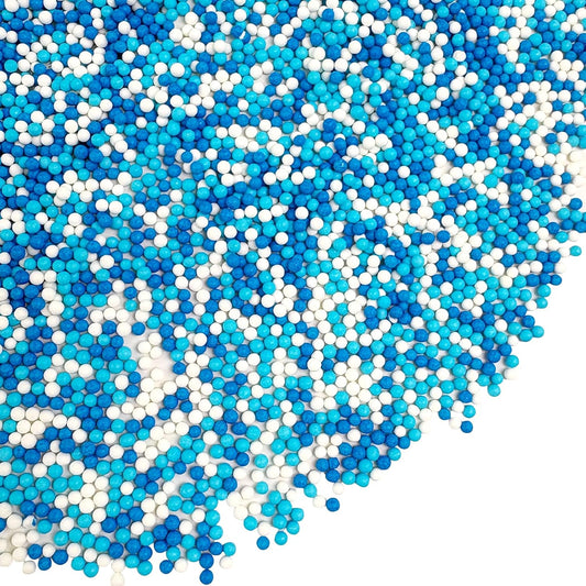 Blue White Pearl Sugar Sprinkles 2mm 130g/4.6 Oz Blue Sprinkles for Cake Decorating White Candy Pearls Baking Decorations Edible Sugar Pearls Sprinkle for Ice Cream Toppings Wedding Chirstmas