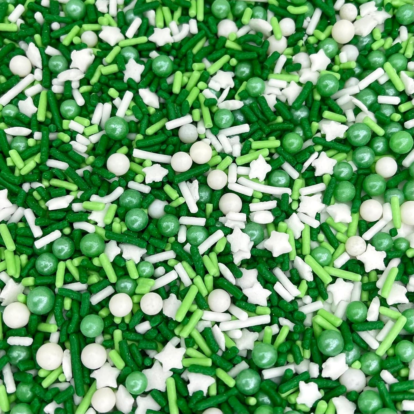 Manvscakes Sprinkles- Edible Cake and Cupcake Sprinkles with Assorted Shapes and Sizes for Parties, Metallic Sprinkle Mix for Cookies, Ice Cream, Cake and Cupcake Decorating, 4 oz (Green and Silver)