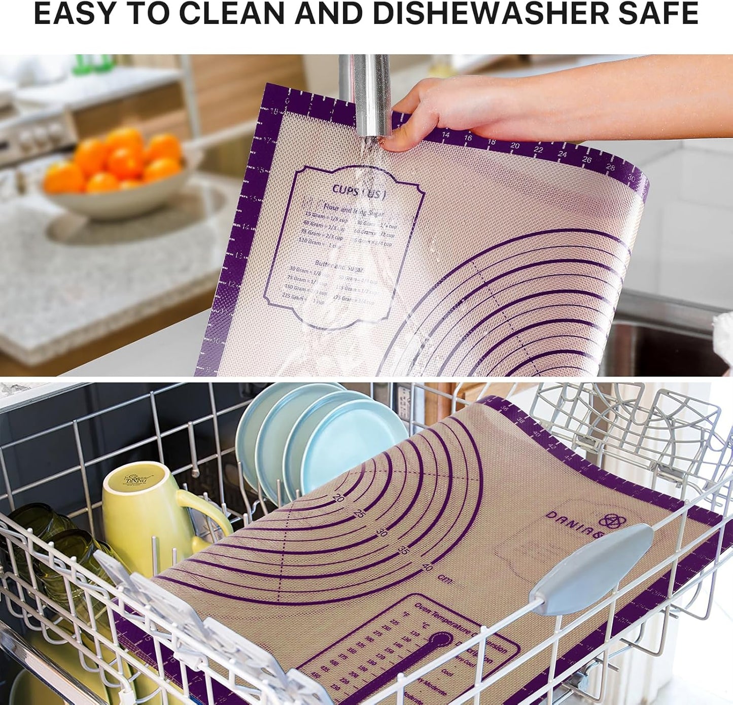 Baking Mat, 28" x 20" Silicone Food Grade Extra Large Non Stick Baking Sheet Mat with Measurement Non-slip Dough Rollin Counter Mat for Making Cookies, Macarons, Bread and Pastry