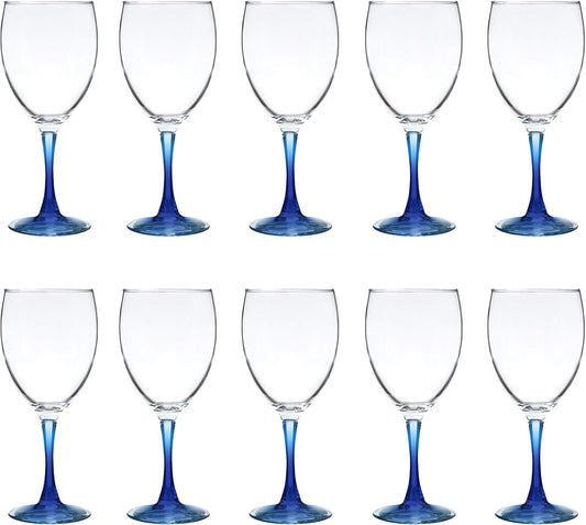 DISCOUNT PROMOS Nuance Wine Glasses by ARC 10.5 oz. Set of 10, Bulk Pack - Restaurant Glassware, Perfect for Red Wine, White Wine, Cocktails - Blue