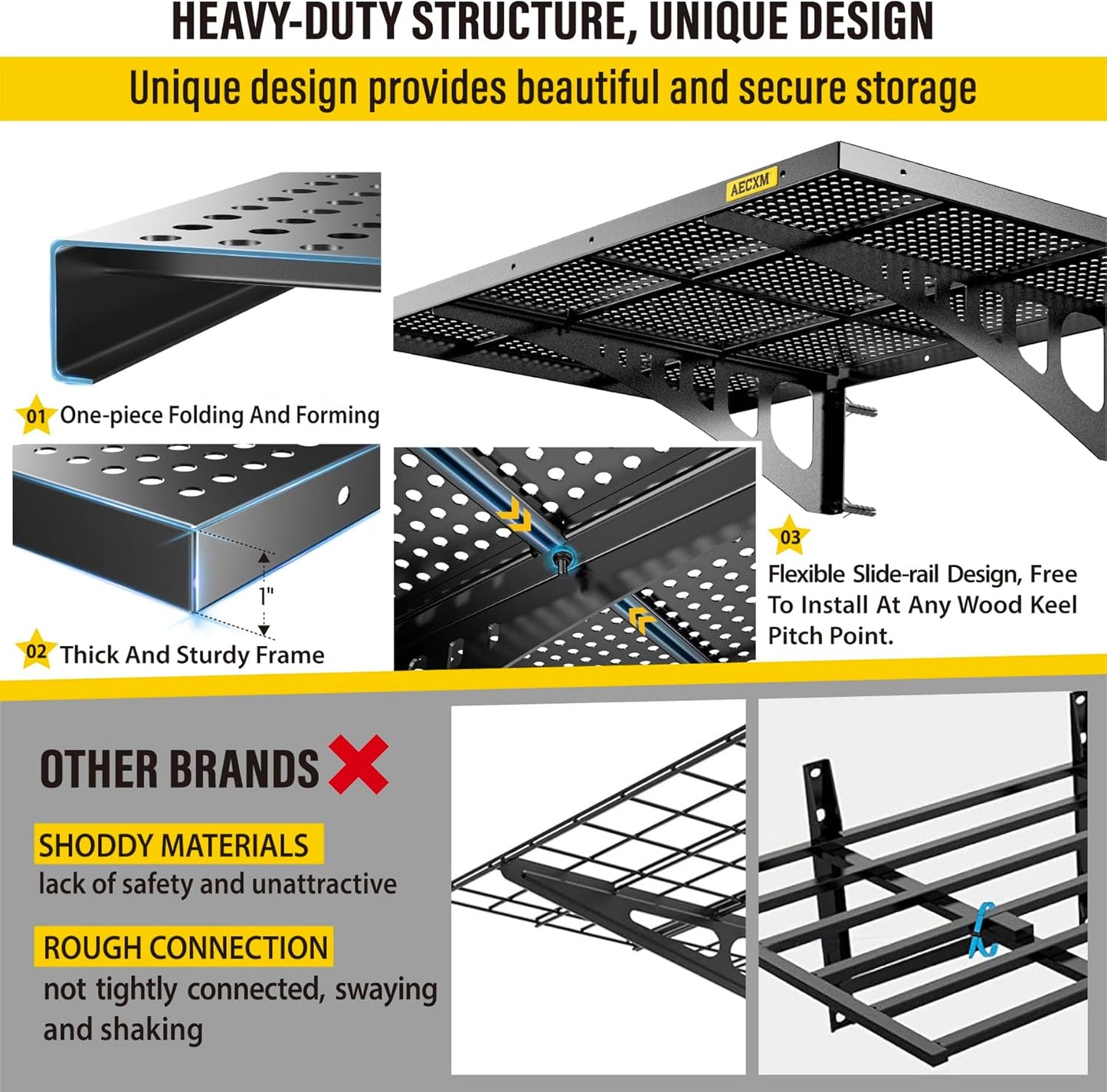 2-Pack 2x3ft Adjustable Garage Wall Shelving 560lbs Load Capacity Heavy Duty Wall Mounted Storage Shelf Metal Floating Shelves for Garage(Black)