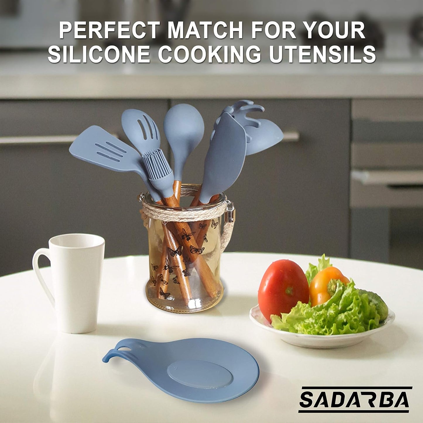 Silicone Spoon Rest for Stove Top, 1 Piece - HEAT RESISTANT, EASY TO CLEAN Kitchen Spoon Rest for Kitchen Counter, Holds XL Utensils, Safe on GLASS & INDUCTION Cooktops, DOESN’T BREAK if Dropped