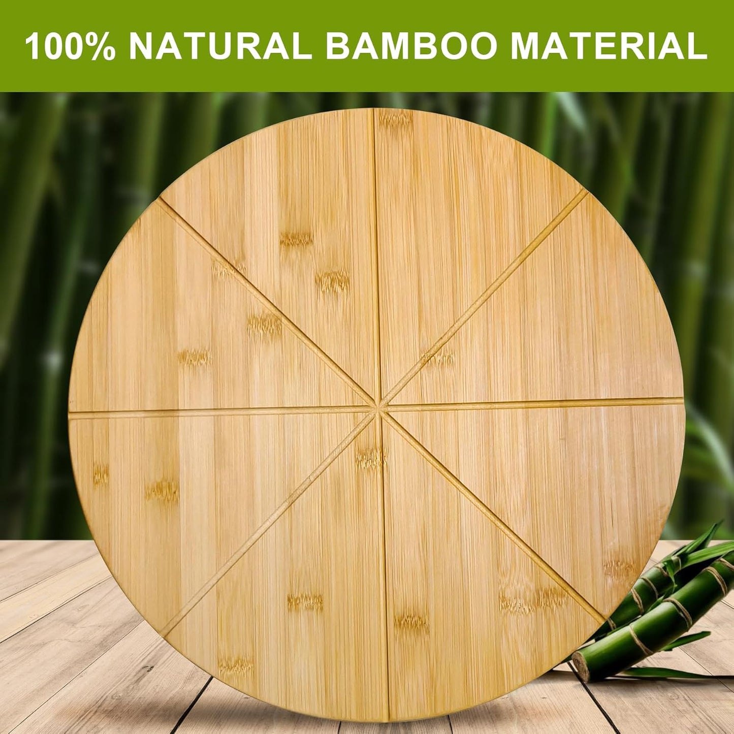 16"Double Sided Round Cutting Boards Large Pizza Cutting Board Pizza Server Bamboo Wooden 16inch Pizza Tray Cheese Platter Pizza Oven Accessories Kitchen Gifts Pizza Prep Board with Cutting Grooves