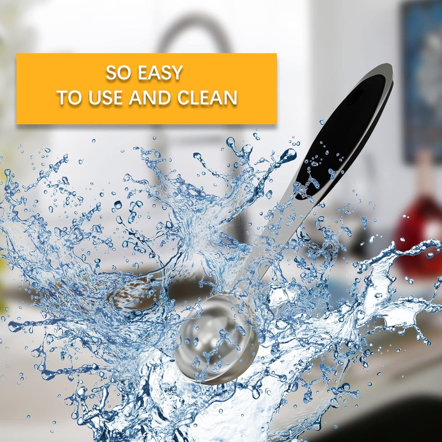 1PCS 1/2 Tbsp(1.5tsp, 1/4oz, 7.5ml) Single Measuring Spoon with Black Silicone Grip, Stainless Steel Individual Measure Scoop Only