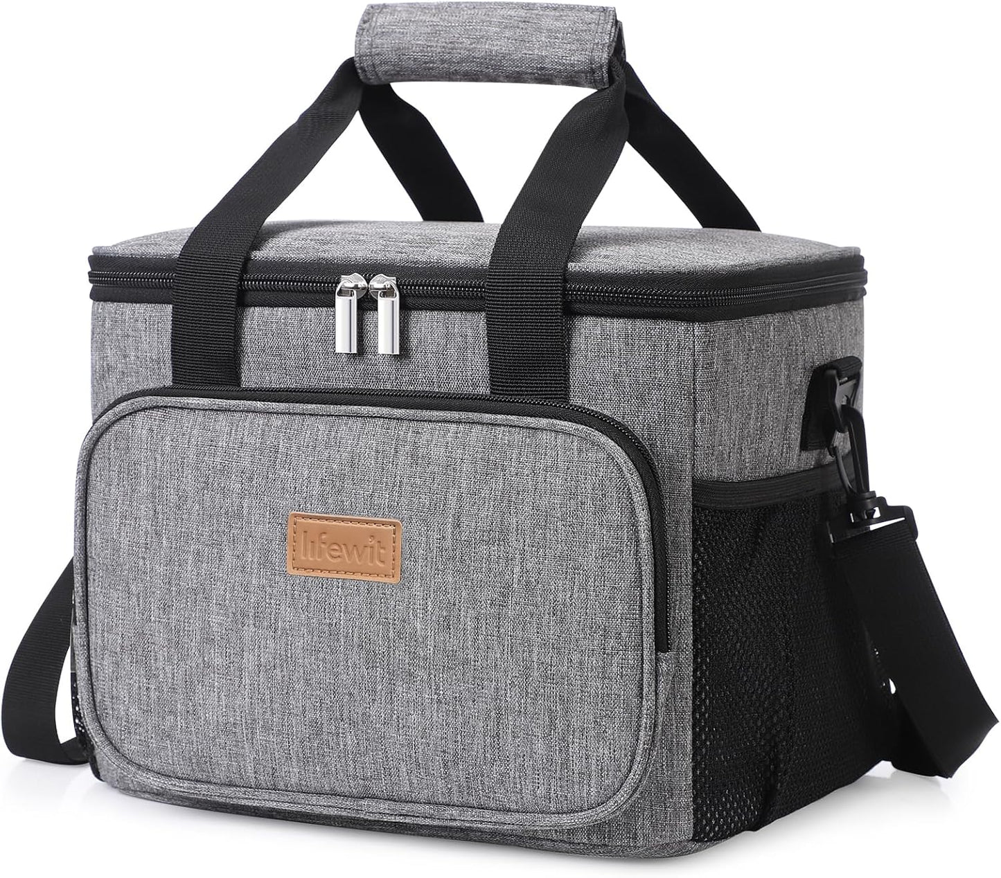 Lifewit Large Lunch Bag Insulated Lunch Box Soft Cooler Cooling Tote for Adult Men Women, Gray 24-Can (15L)