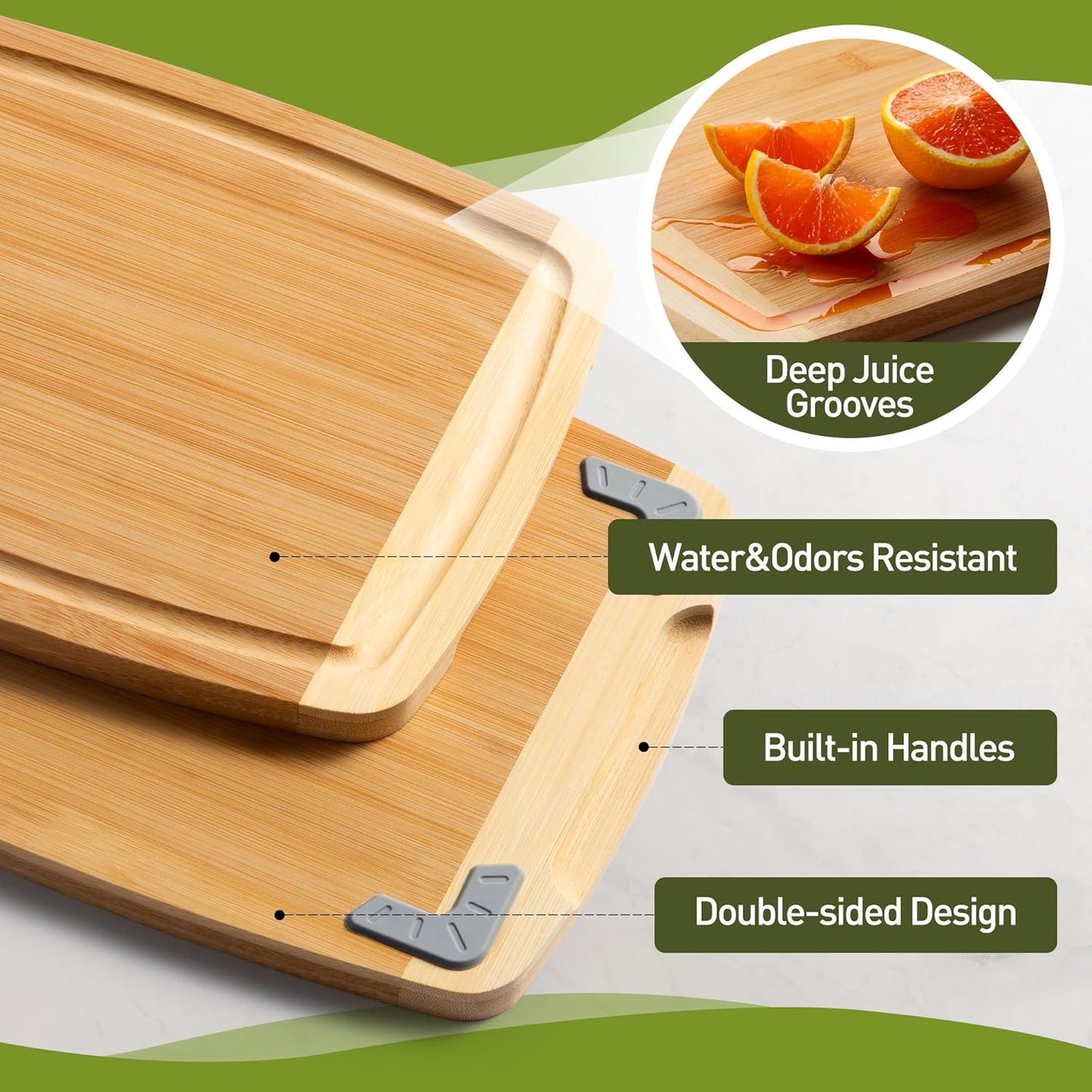 Bamboo Cutting Board Set Non Slip Feet Over Sink Eating Grilling Biard Cutboard Biard Chtting Woodcutting Cuttingboards Voard Oard Bord Dishwasher Safe 12x18 11x14 Baords Baord Veg Utting Ultimate