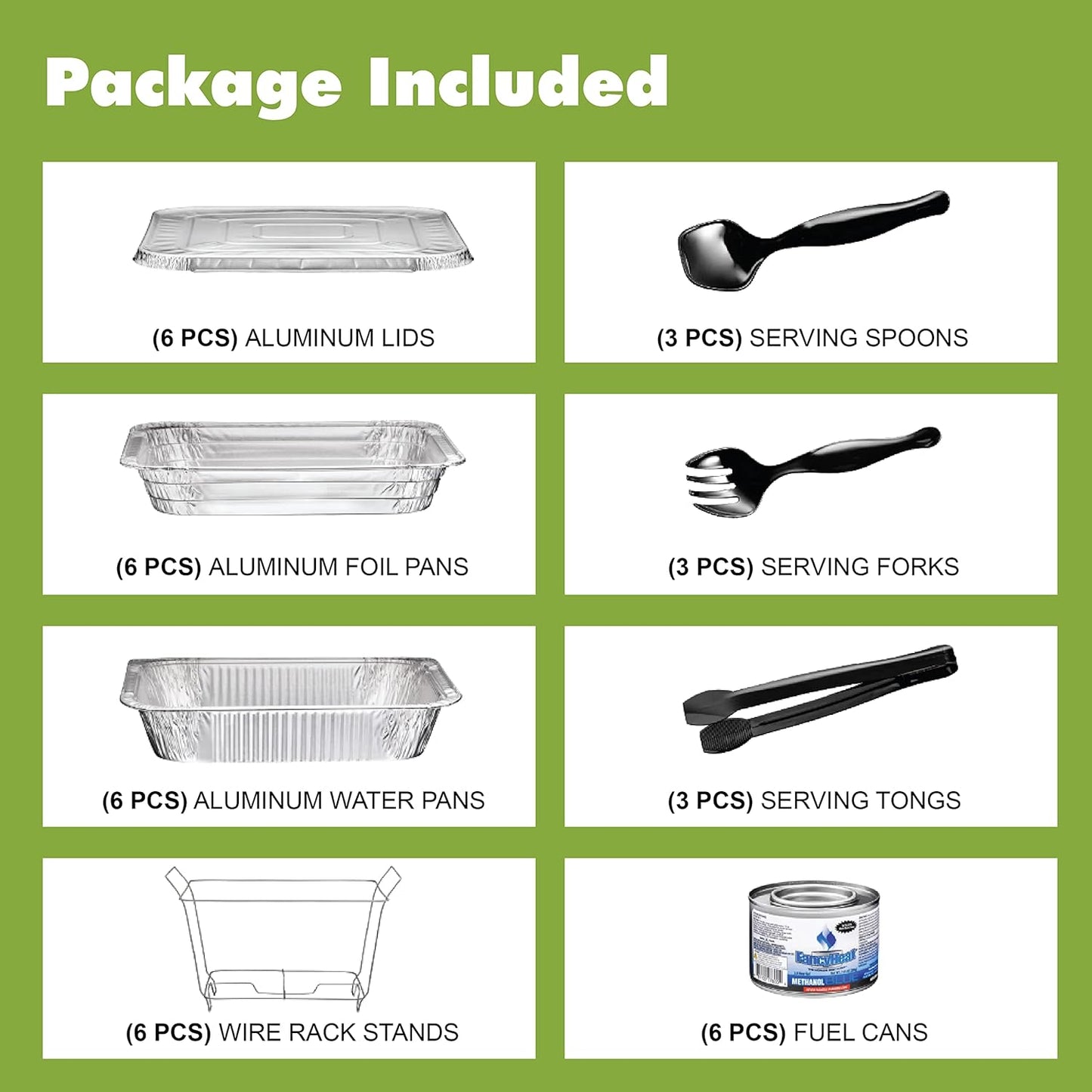 Disposable Chafing Dish Buffet Set, Food Warmers for Parties, Complete 39 Pcs of Chafing Servers with Covers, Catering Supplies with Half-Size Pans (9x13), Warming Trays for Food with Utensils & Lids