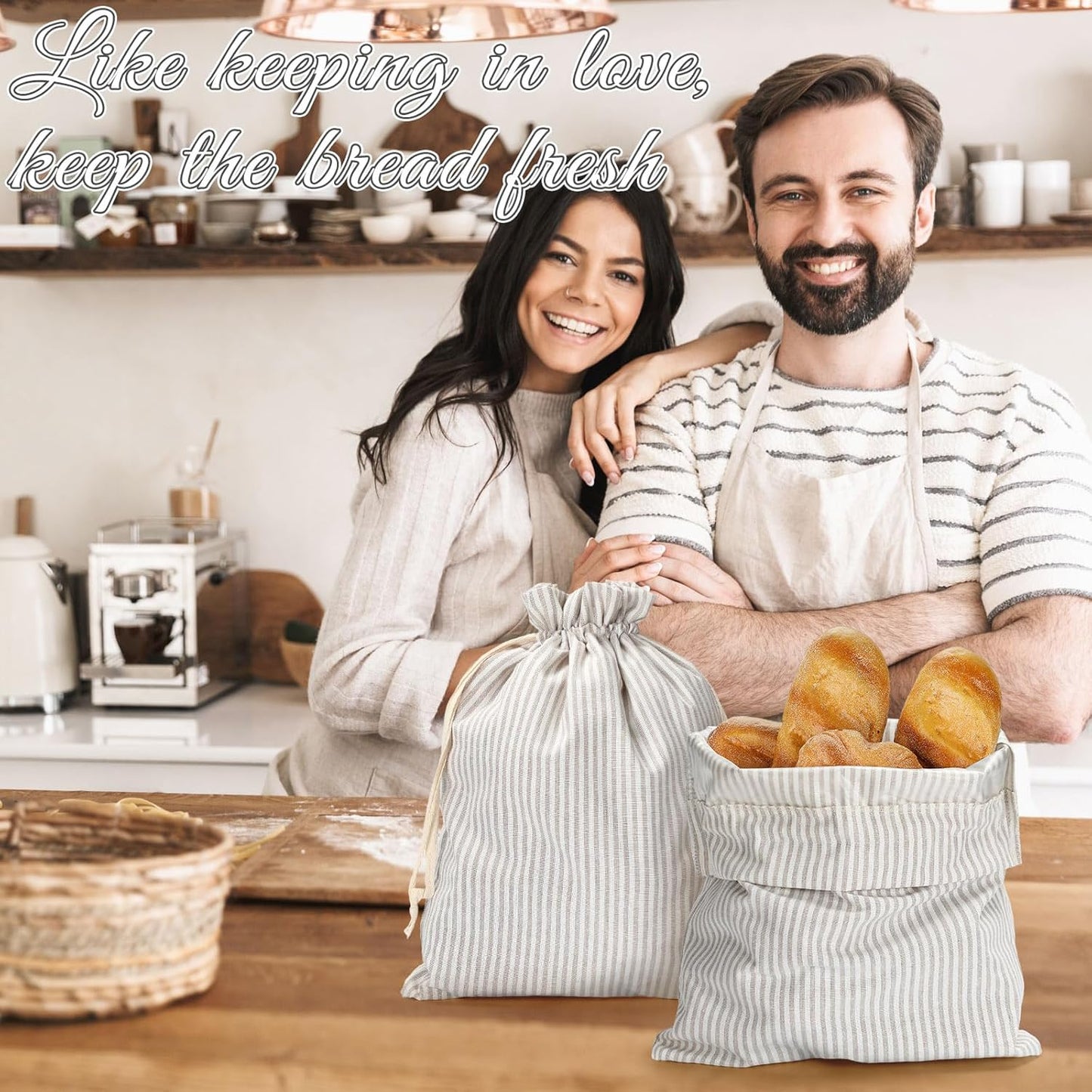 2 Pcs Lined Bread Bags for Homemade Sourdough Bread Reusable Storage Bag with Plastic 13 * 17 Inch Lined Saver Container Bag Cotton Homemade Bags(Retro Style)