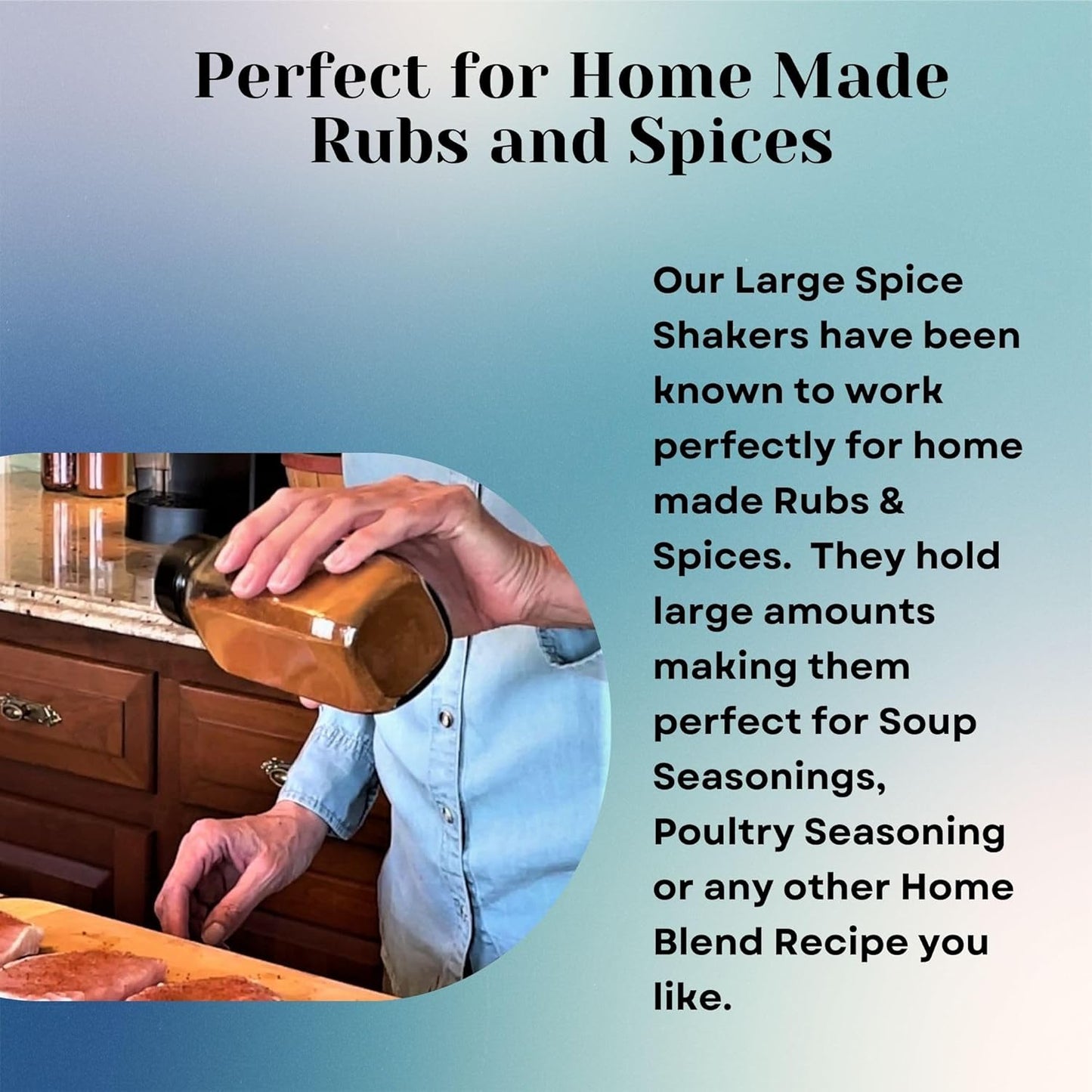 JARMING COLLECTIONS Glass Spice Jars with Shaker Lids - Spice Jars 16 oz for Food Storage, Spice Containers for Kitchen Organization and Storage, Bottles for Spices (Black - 16 Ounce 3 pack)