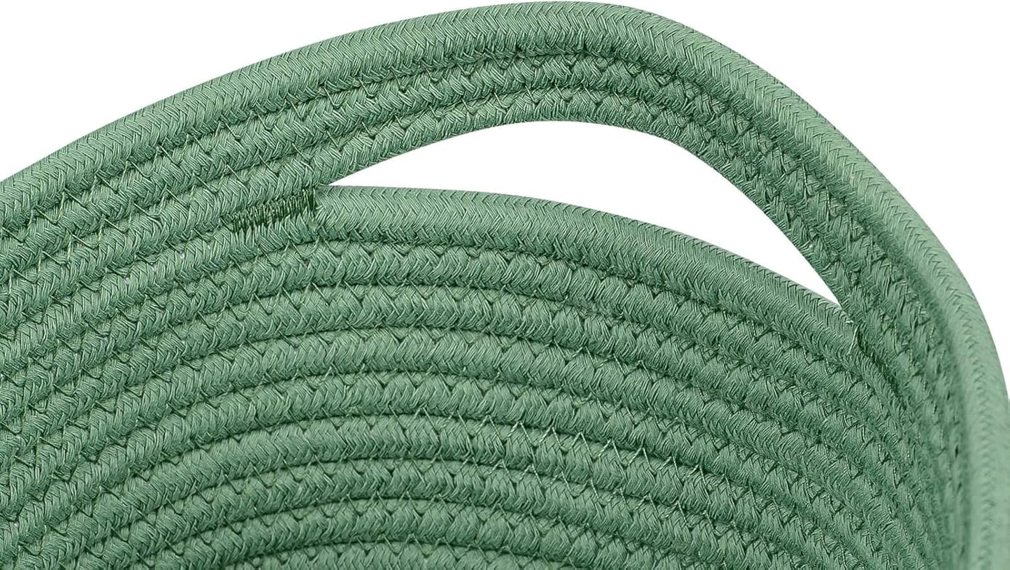 CubesLand Cube Shelf Closet Storage Baskets Bins Set 2,Woven Basket for Organizing/Storage,Long-lasting &Skin-friendly Toy Storage Basket Bin,Stylish Room Decor Basket,Cotton Rope Basket Green