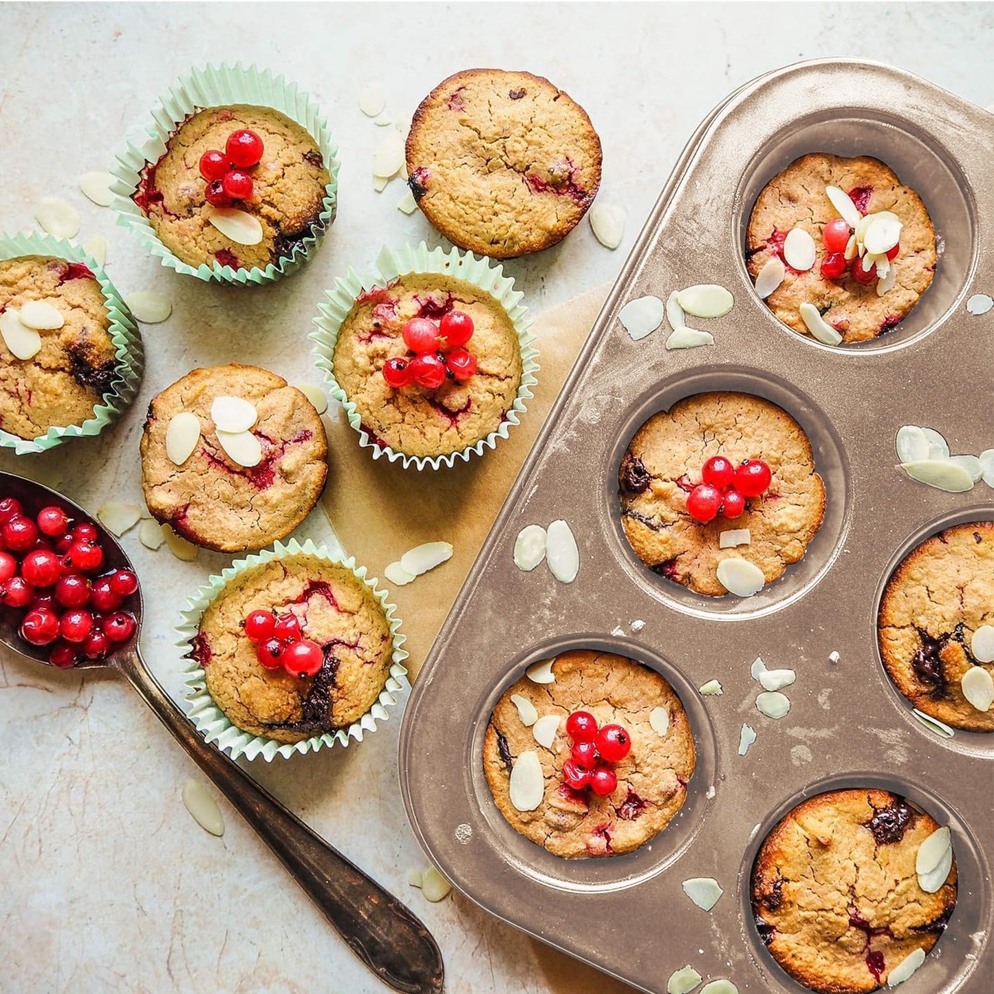 Cupcake Pan 2 Pack, Rustproof 12-Well Nonstick Muffin Pan for Baking