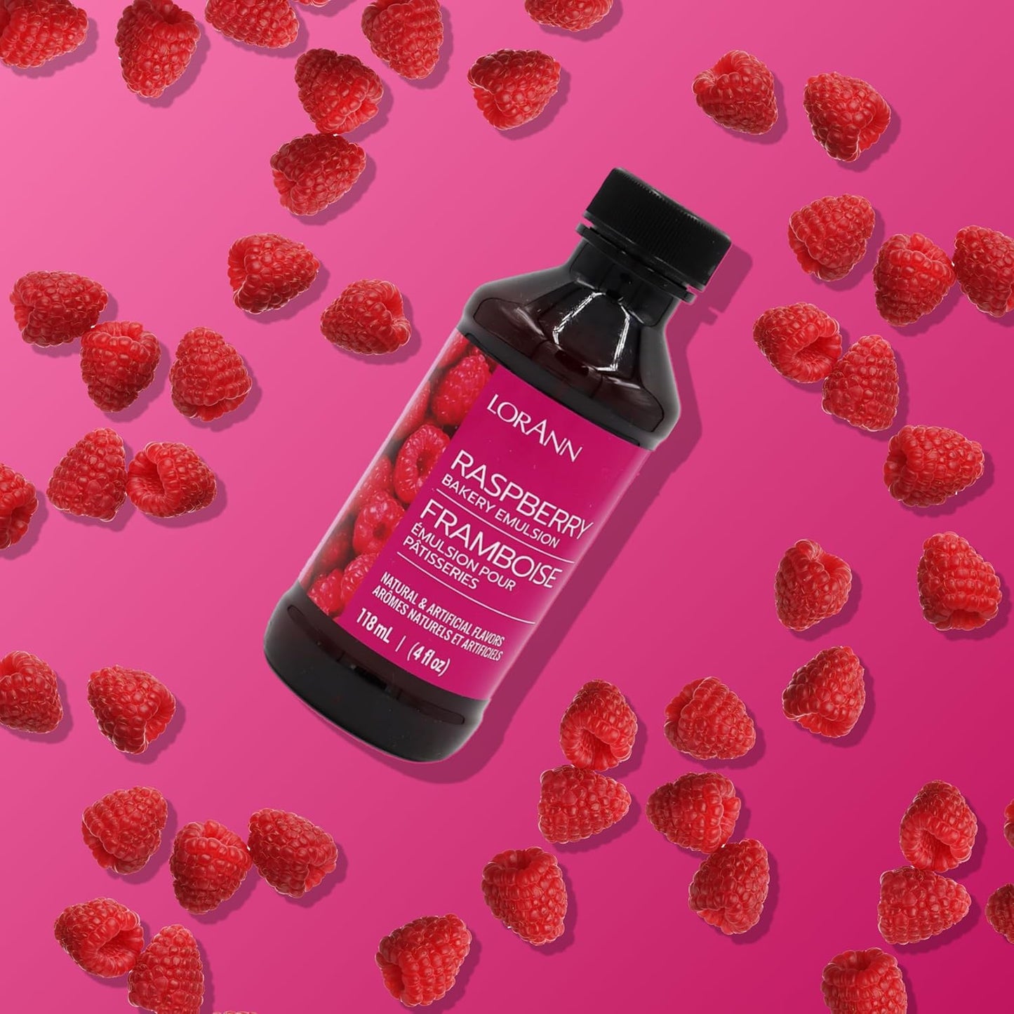 LorAnn Oils Raspberry Bakery Emulsion: True Essence, Ideal for Boosting Fruit Tones in Cakes, Cookies & Desserts, Gluten-Free, Keto-Friendly, Extract Substitute Essential for Your Kitchen, 4 Oz
