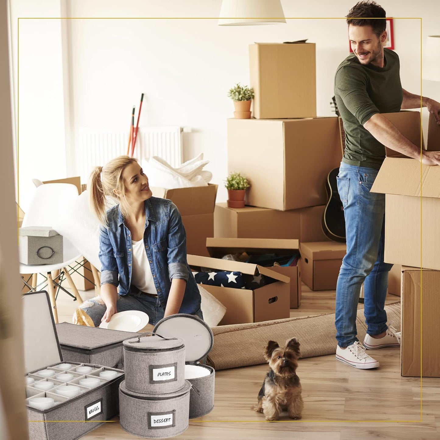 HOMELUX THEORY Champagne Flute Storage Box with Dividers, Hard Shell China Storage Containers, Heavy Duty Glassware Storage Box & Stemware Storage Container with Lid, Thick Surface, and Sturdy Handle