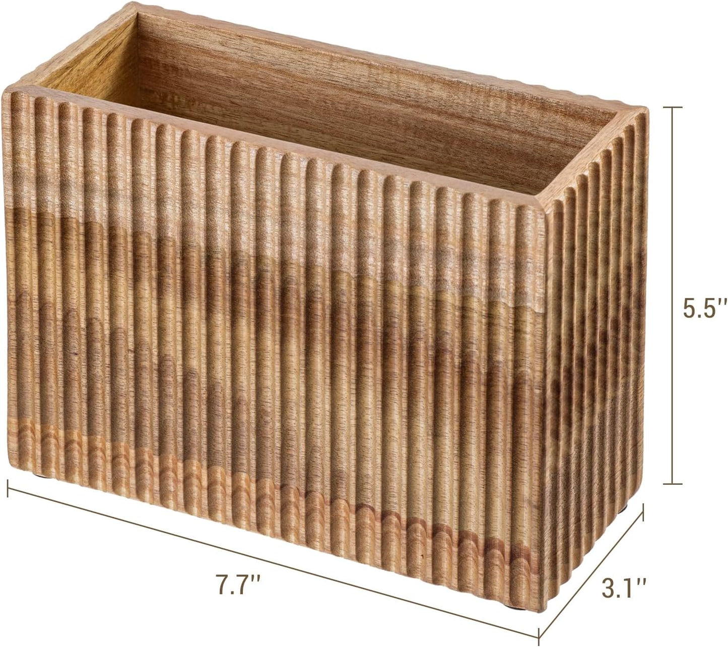 MyGift Fluted Premium Solid Acacia Wood Napkin Holder Rack Stand - Elegant Kitchen Table Organizer for Paper Napkins - Durable, Stylish, and Modern Design