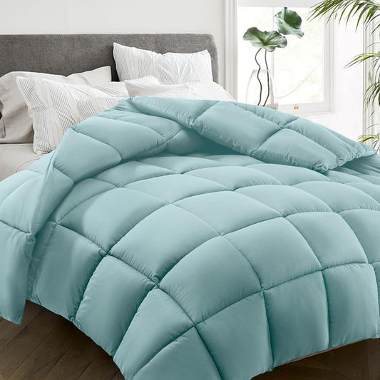 HYLEORY All Season Full Size Bed Comforter - Cooling Down Alternative Quilted Duvet Insert with Corner Tabs - Winter Warm - Machine Washable - Turquoise