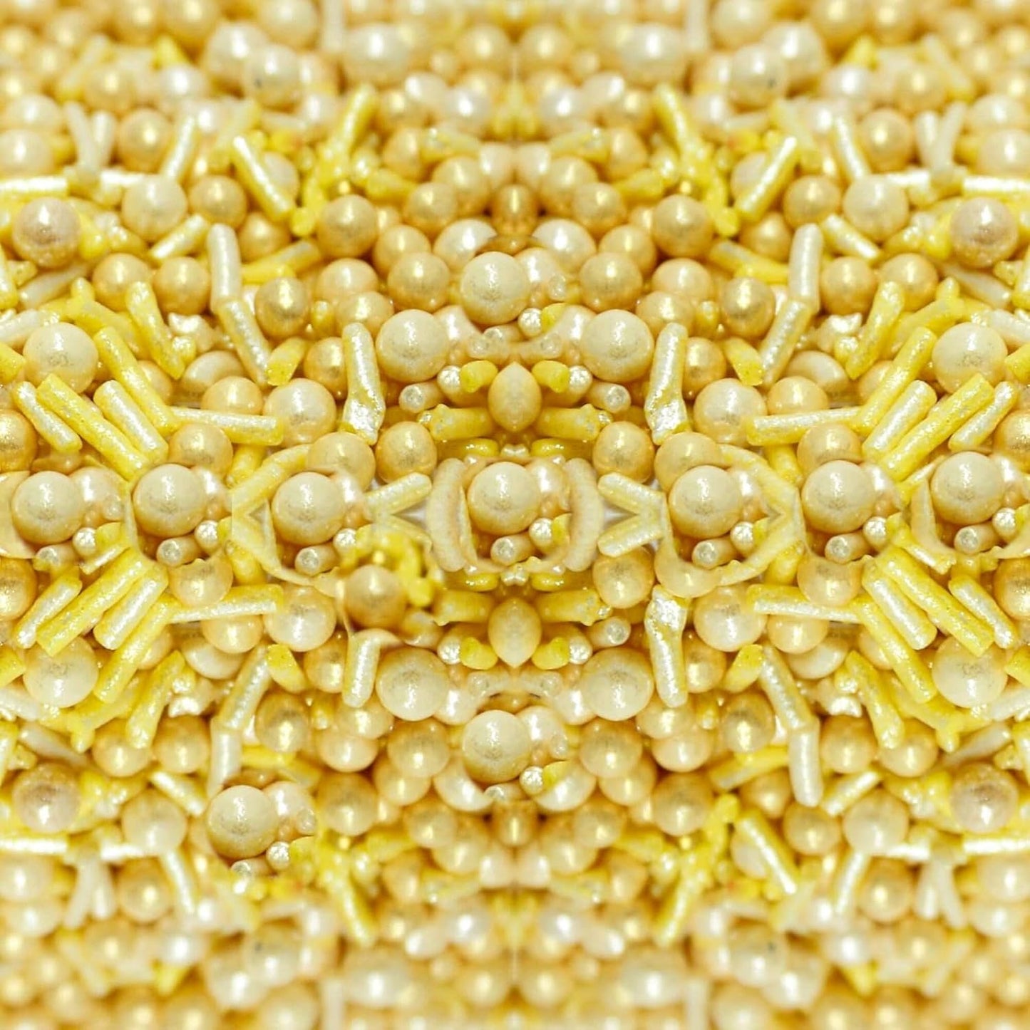 Confect Gold Pearl & Rod Sprinkles Mix – Metallic Edible Pearlized Sugar Balls for Cake Decorating, Cupcakes & Desserts | Vegan, Gluten-Free, Nut-Free, Soy-Free, Dairy-Free, Palm Oil-Free- 4.2 Oz