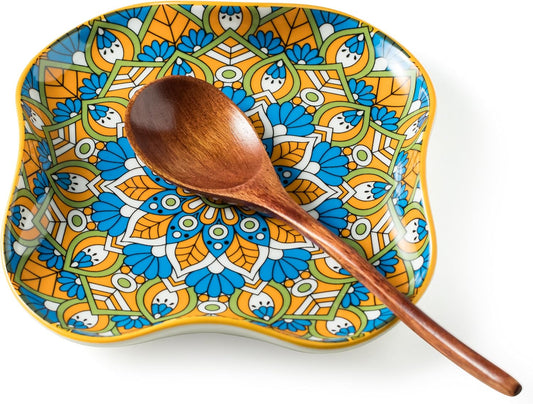 Spoon Rest for Stove Top, Ceramic Spoon Holder for Kitchen Countertop, Coffee Spoon Rest, Large Cooking Spatula Holder for Spoons, Ladles or Tongs, Bohemian Decor, Orange-colored boho Style