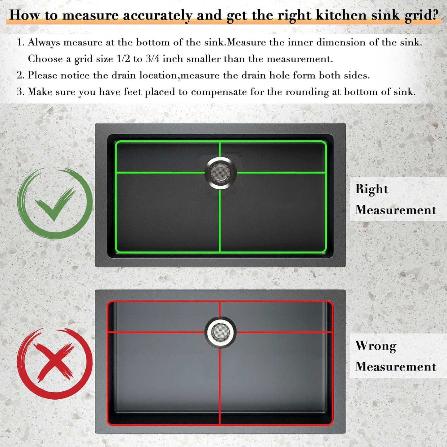23’’ x 13’’ Stainless Steel Sink Grid, Sink Protectors for Kitchen Sink, Sink Protector with Rear Drain for Single Sink Bowl, Sink Bottom Grid, Sink Grate for Bottom with Sink Strainer