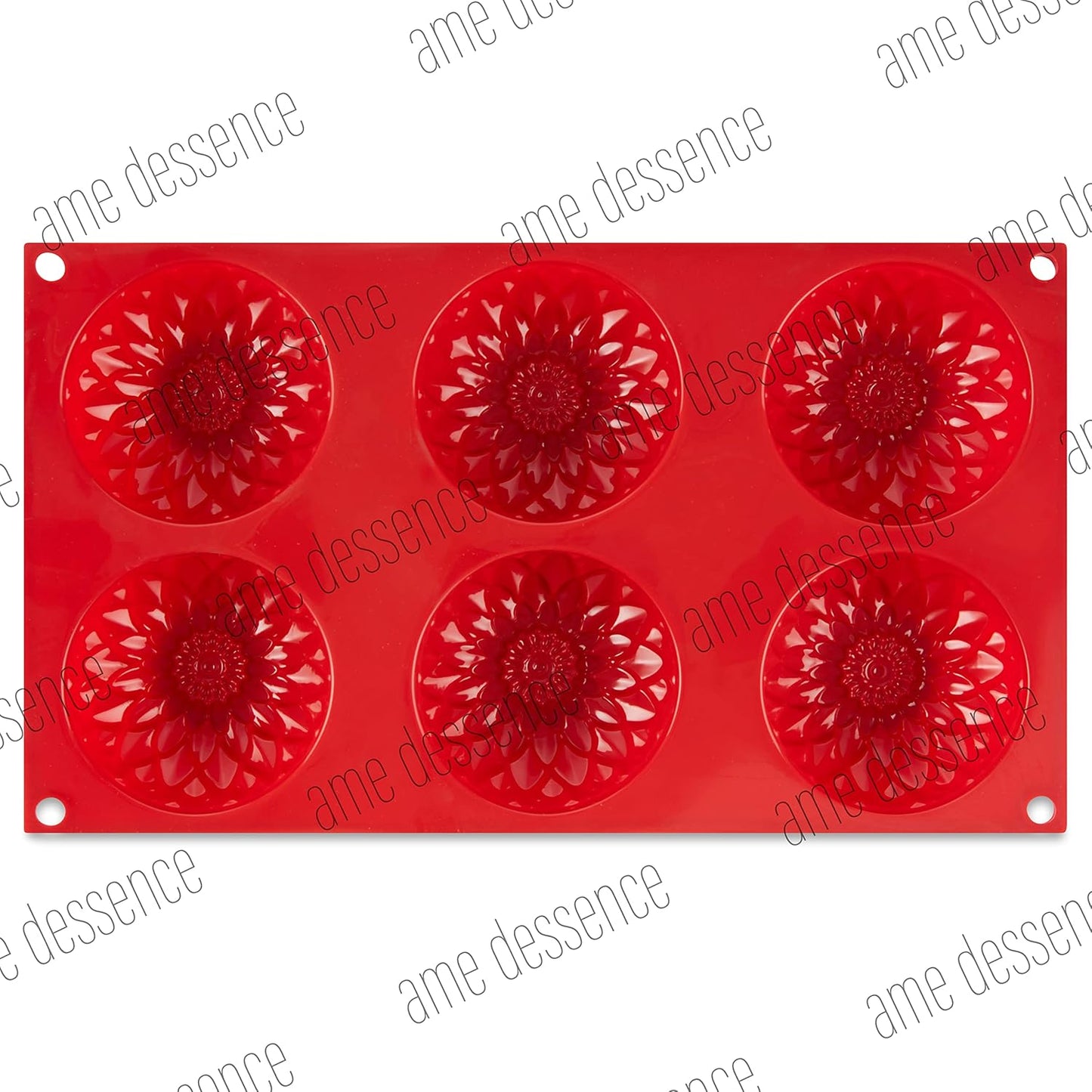 AME D'ESSENCE Dahlia Shaped Silicone Baking Mold - Non-Stick, Flexible, 6-Cup Capacity (3.89 oz), Reusable and Food-Grade - Perfect for Cakes, Tarts, Pies, and More!