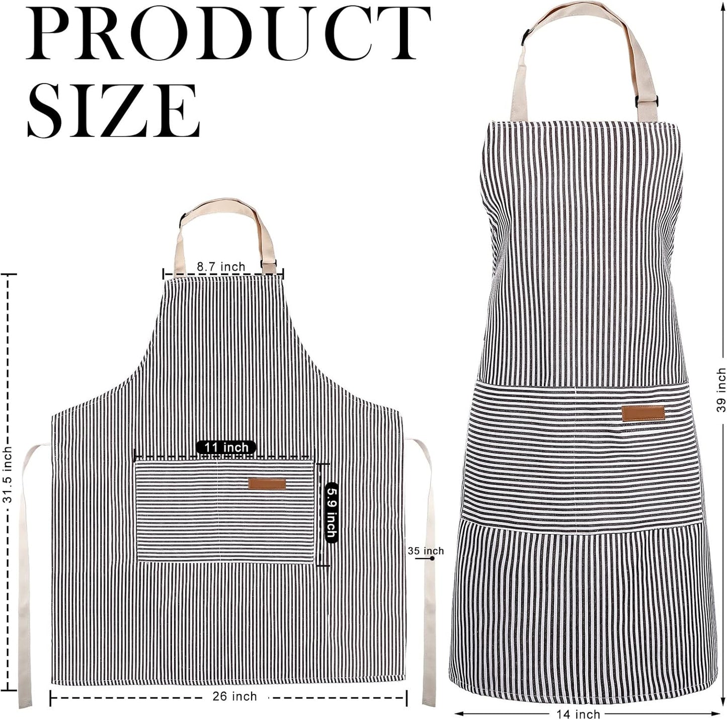 JaGely 8 Pcs Kitchen Cooking Aprons Adjustable Bib Aprons Chef Apron Kitchen Apron with Pockets for Women and Men, Chef, Kitchen, BBQ, Garden, Baking