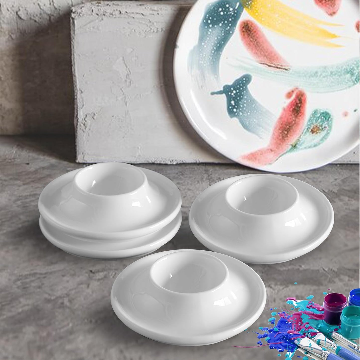 Cinf Ceramic Egg Holder Gift Set of 4 Porcelain Holder Breakfast Boiled Cooking Easy to Clean Childhood Memories Kitchen