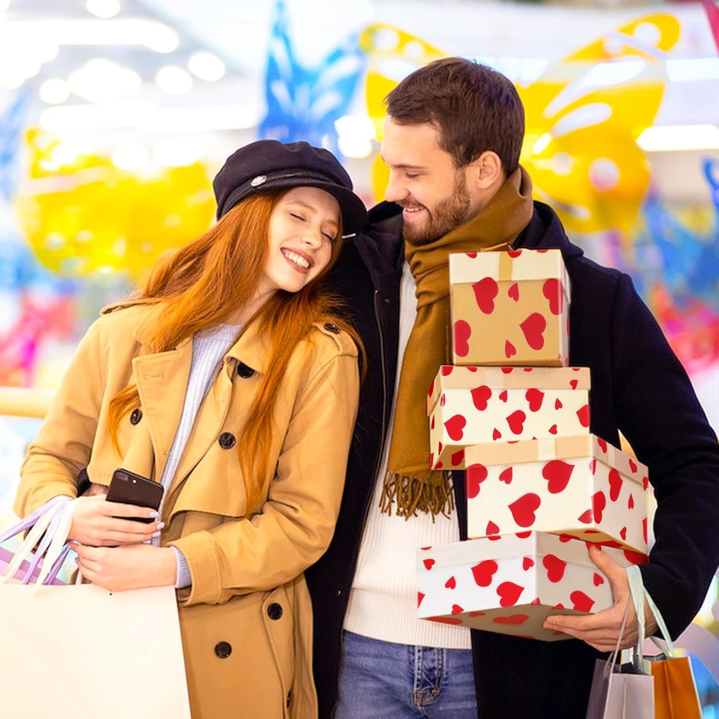 JOYIT 100ft Clear Cellophane Wrap Roll with Heart (17.5 in x 100 ft) - 3 Mil Thick Red Heart Cellophane Roll, Heart Cellophane Bags Large for Flower Gift Baskets Wrapping