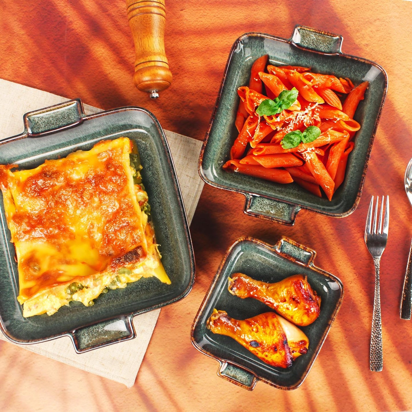 Ceramic Casserole Baking Dish, 2 Quarts Baking Dish for Oven, Lasagna Pans, Oven Safe Durable Bakeware for Kitchen Home Decor, Banquet and Dinner, Square 1 pieces, 9.5 x9.5 Inch