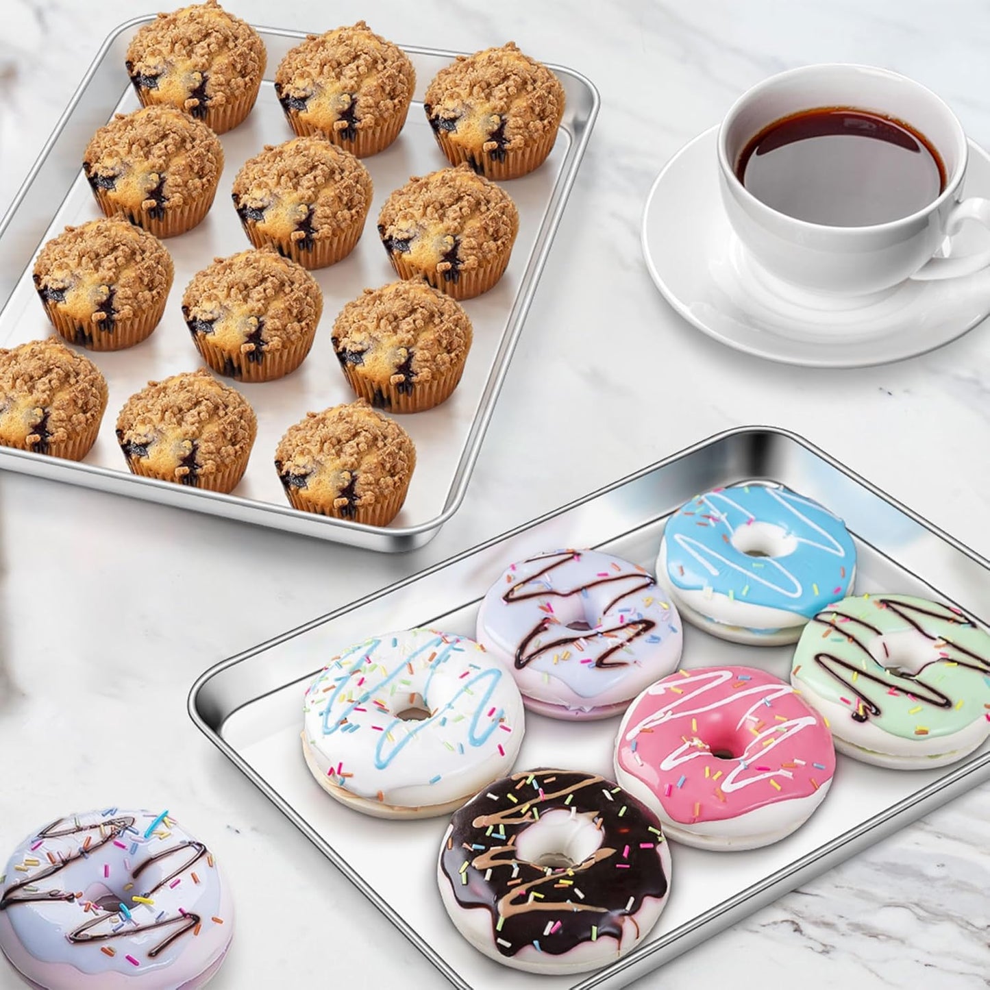 Homikit 1 Pack Baking Sheet, 9 x 13 Inches Stainless Steel Quarter Sheet Pan Set for Baking Cooking Toasting, Metal Cookie Tray Fits Toaster Oven, Non Stick & Rust Free, Dishwasher Safe