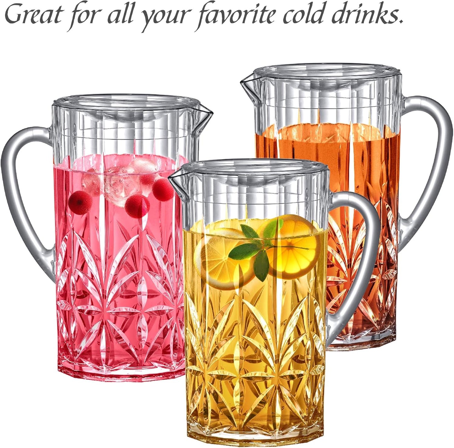 Amazing Abby - Stately - Acrylic Pitcher (80 oz), Clear Plastic Water Pitcher with Lid, Fridge Jug, BPA-Free, Shatter-Proof, Great for Iced Tea, Sangria, Lemonade, Juice, Milk, and More