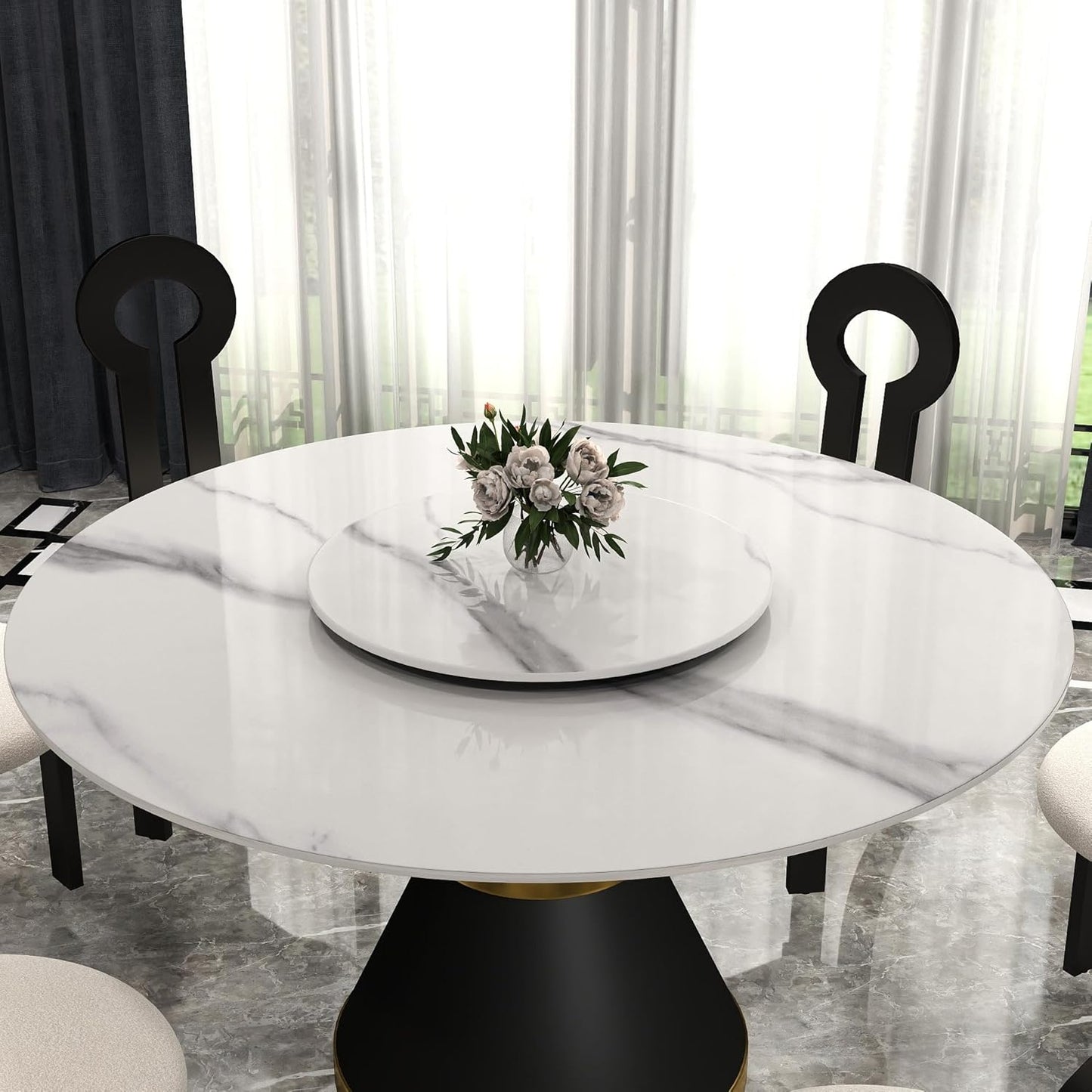 19.69" Lazy Susan for Table Top Sintered Stone Rotating Serving Tray for Dining Table, Kitchen Lazy Susan Organizer Spinning Rotating Food Server Party Centerpieces