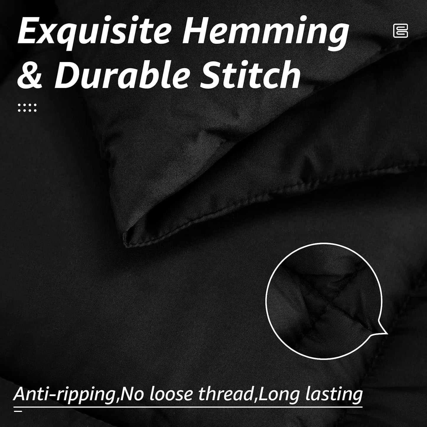 HYLEORY All Season Queen Size Bed Comforter - Cooling Goose Down Alternative Quilted Duvet Insert with Corner Tabs - Winter Warm - Machine Washable - Black