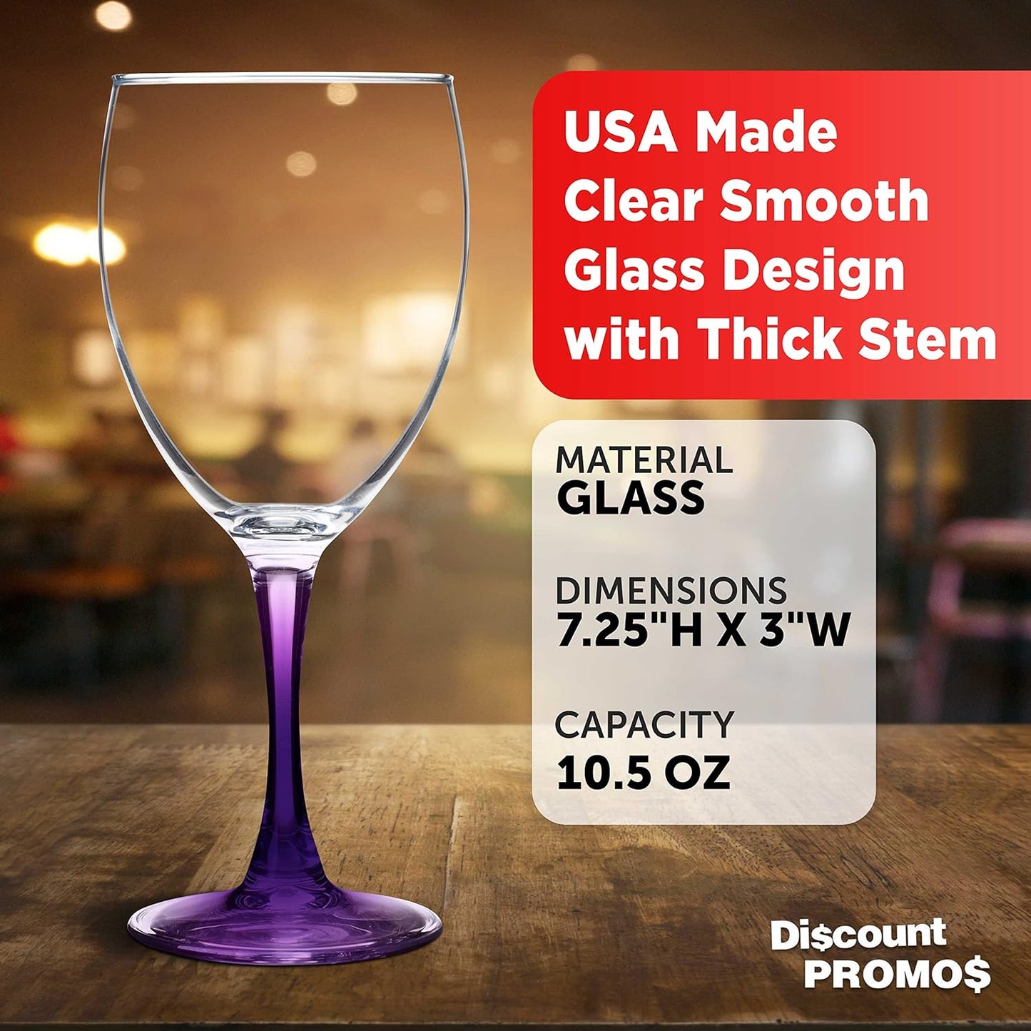DISCOUNT PROMOS Nuance Wine Glasses by ARC 10.5 oz. Set of 10, Bulk Pack - Restaurant Glassware, Perfect for Red Wine, White Wine, Cocktails - Purple