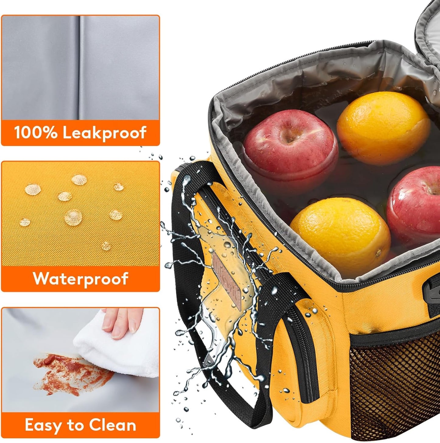 Lifewit Medium Lunch Bag Insulated Lunch Box Soft Cooler Cooling Tote for Adult Men Women, Orange 12-Can (9L)